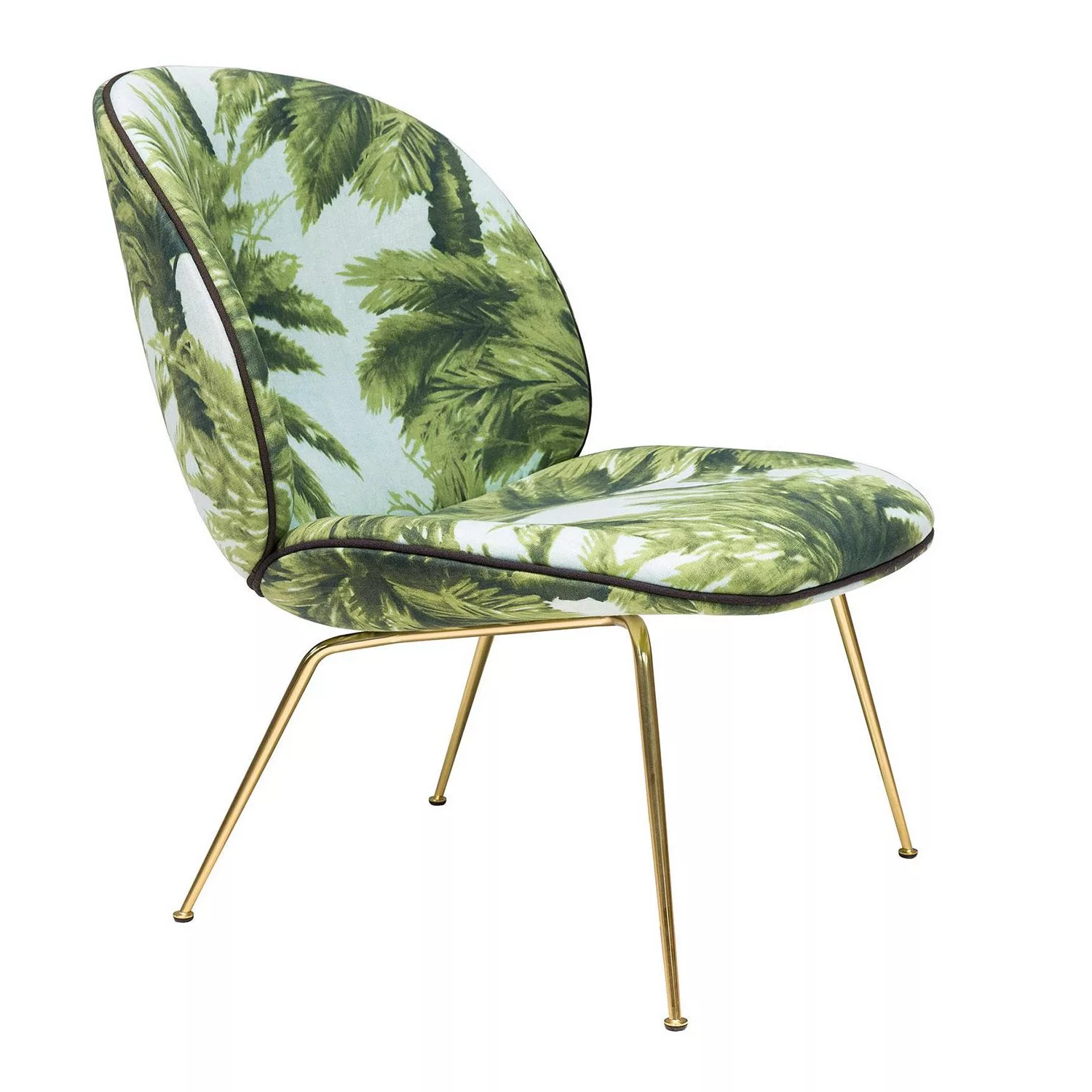 Gubi - Beetle Lounge Sessel Stoff Gestell Messing - grün/Stoff Pierre Frey günstig online kaufen