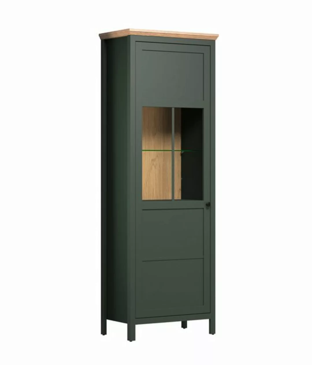 ebuy24 Vitrine Stanton Vitrinenschrank grün, Eiche dekor. günstig online kaufen