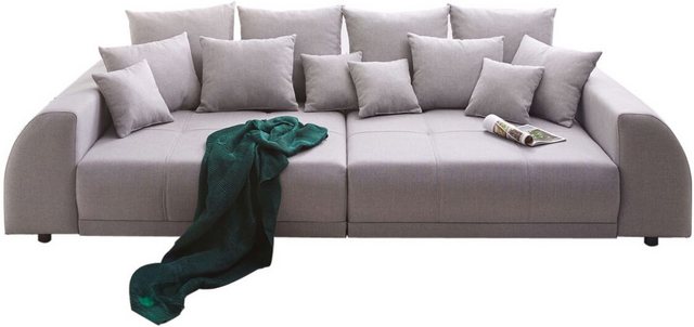 DELIFE Big-Sofa Violetta, Grau 310x135 cm abgesteppt inklusive 12 Kissen Bi günstig online kaufen