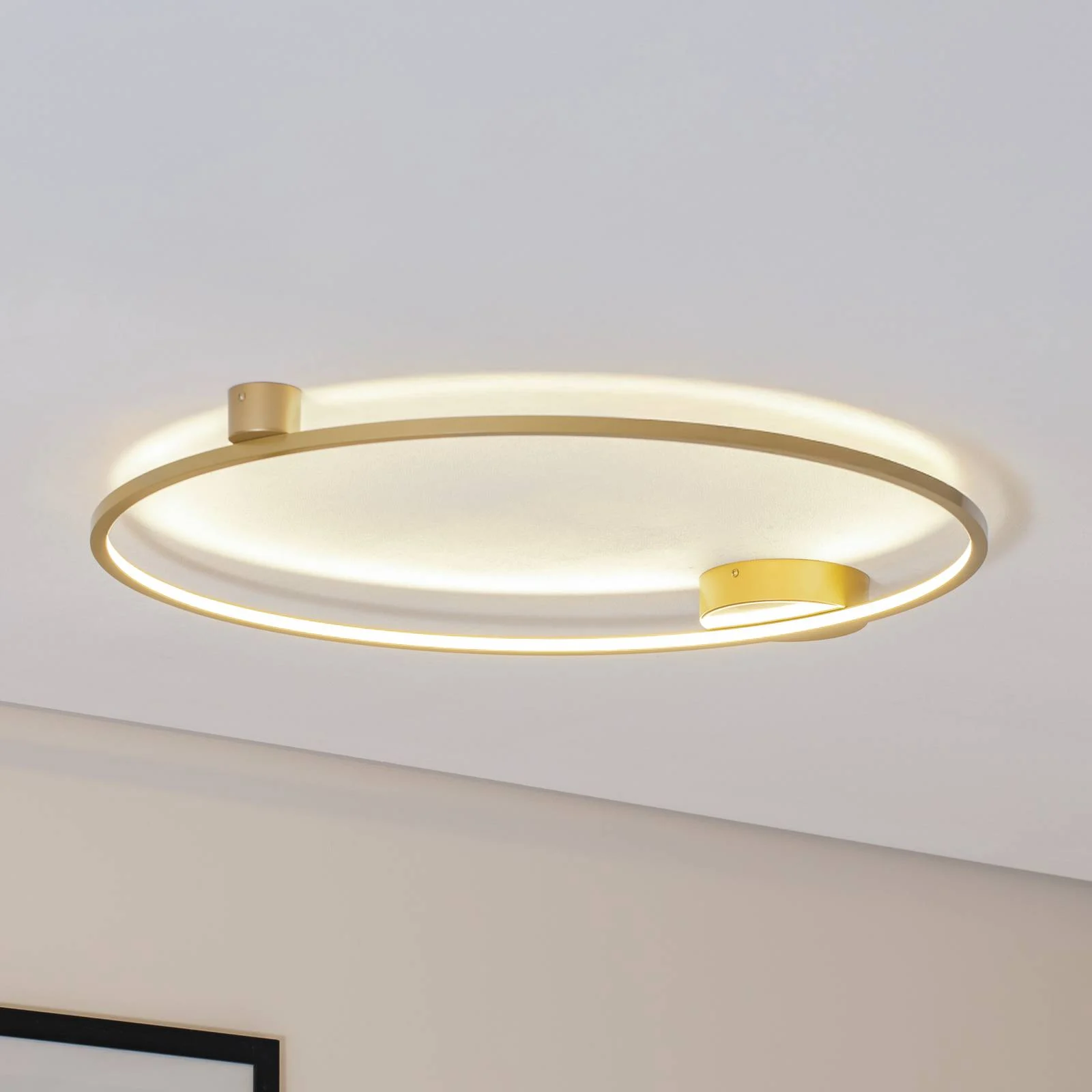 LED-Deckenleuchte Saturno, gold, Ø 80 cm, Metall, 4.000 K günstig online kaufen