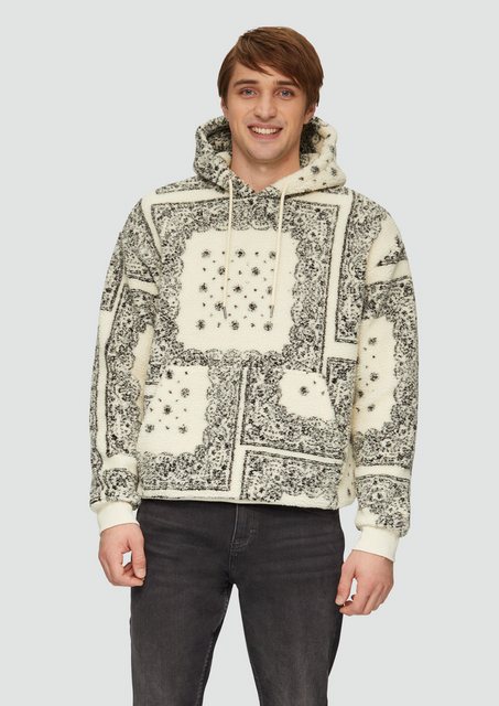 QS Outdoorjacke Sweatshirt aus Teddyplüsch im All-over-Print günstig online kaufen