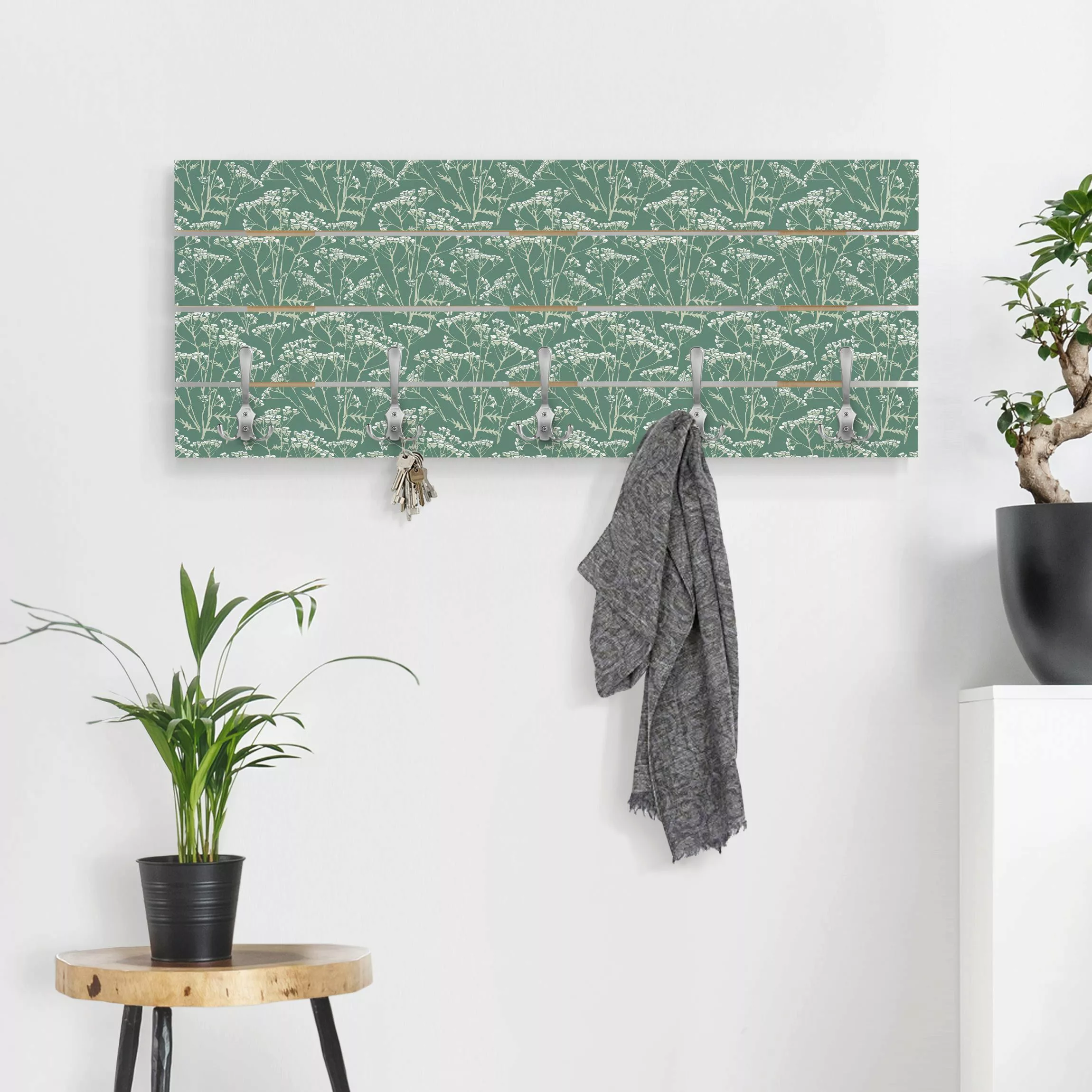 Wandgarderobe Blumenwiesen Muster Grün günstig online kaufen