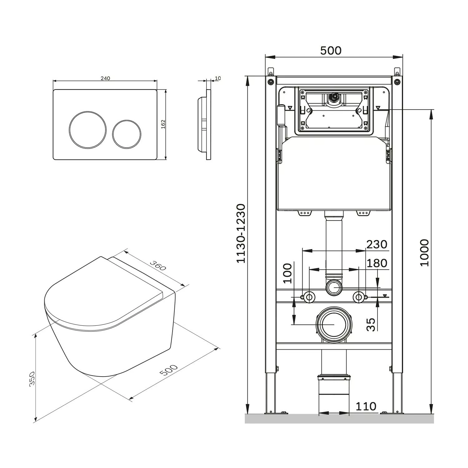 AM.PM WC Set: Wand-WC + Vorwandelement + Drückerplatte Toilette mit Spülkas günstig online kaufen