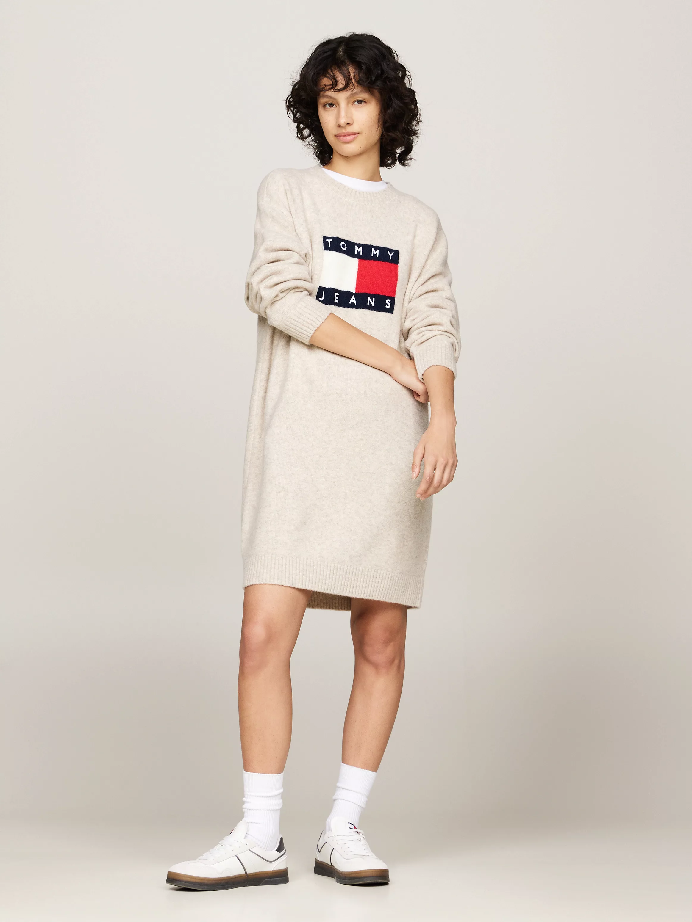 Tommy Jeans Curve Strickkleid "TJW MLNGE FLAG SWEATER DRESS EXT", in Großen günstig online kaufen