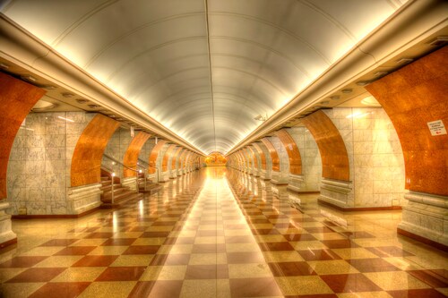 Papermoon Fototapete »ARCHITEKTUR-METRO STATION MOSKAU U BAHN TUNNEL PALÄST günstig online kaufen