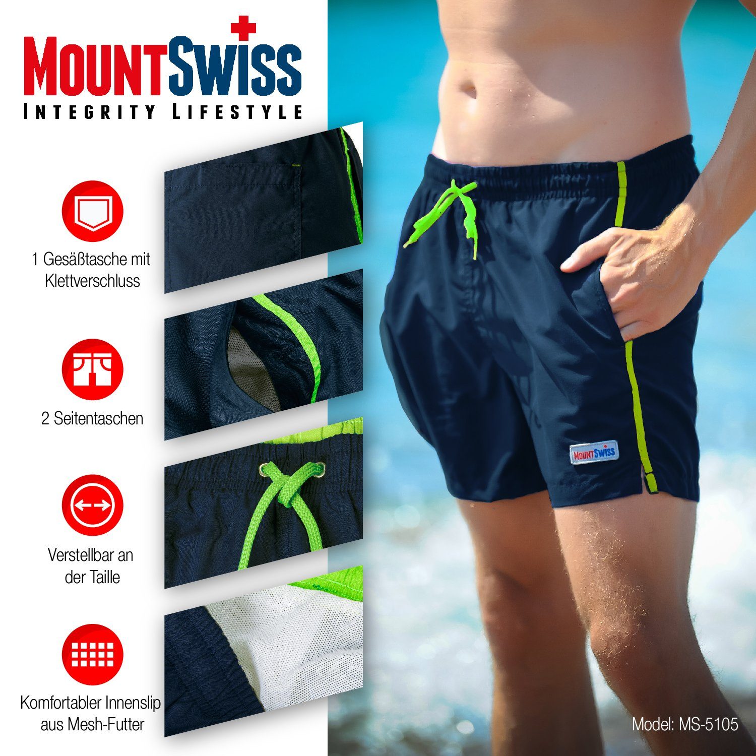 Mount Swiss Badeshorts Mount Swiss Männer günstig online kaufen