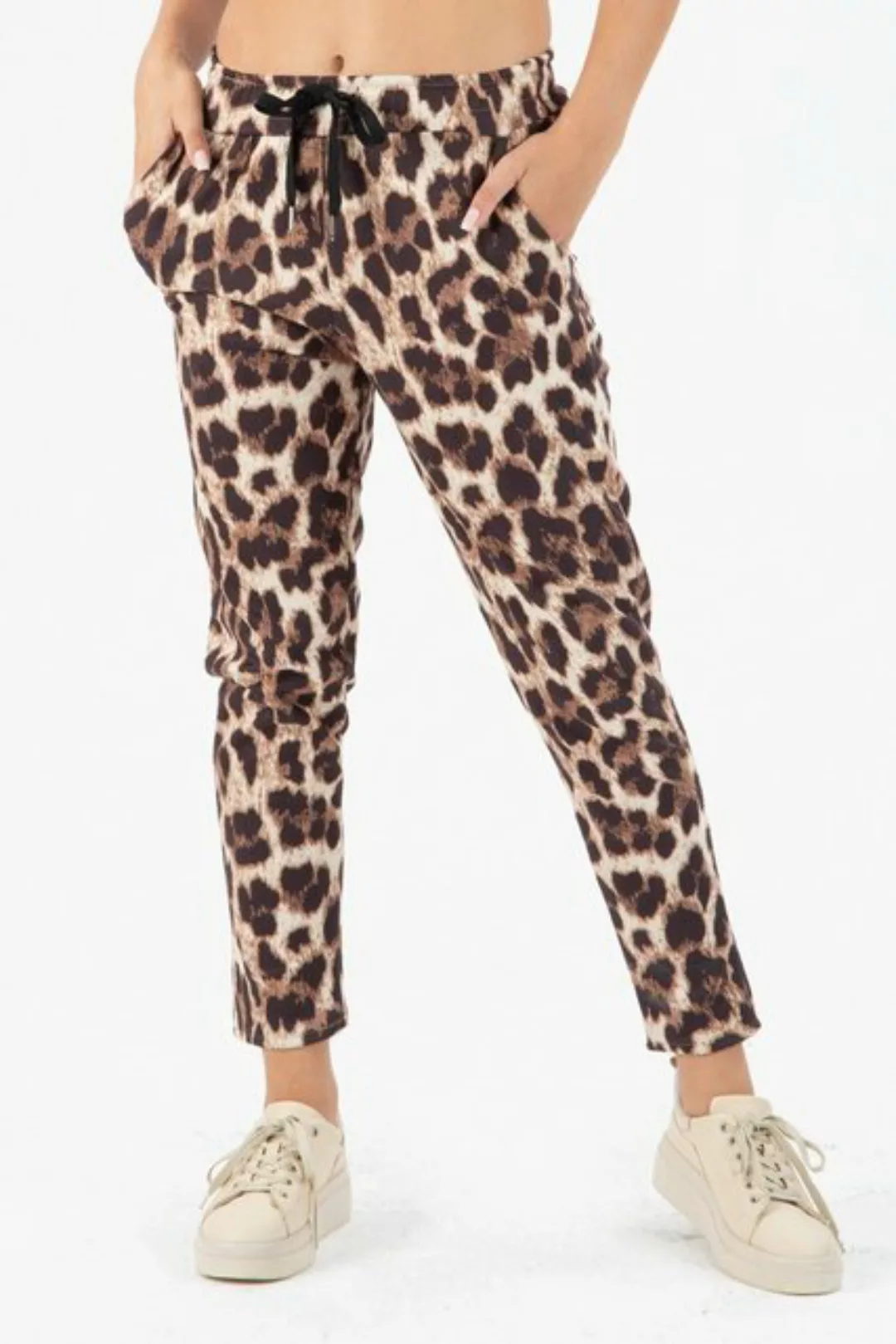 Kendindza Collection Jogger Pants Damen Leo Print Hose elegant Leopardenmus günstig online kaufen