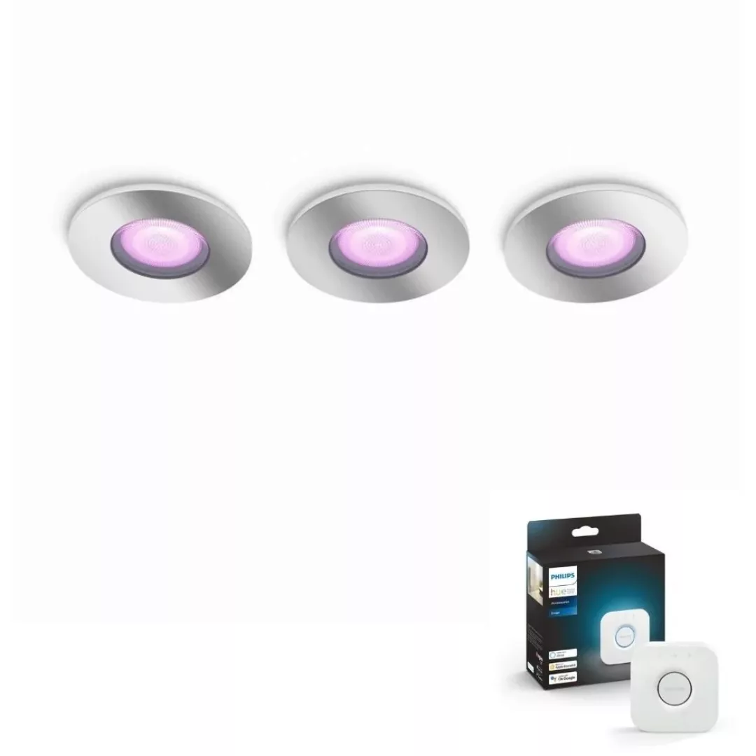 Philips Hue Bluetooth White & Color Ambiance Einbauspot Xamento in Silber 5 günstig online kaufen