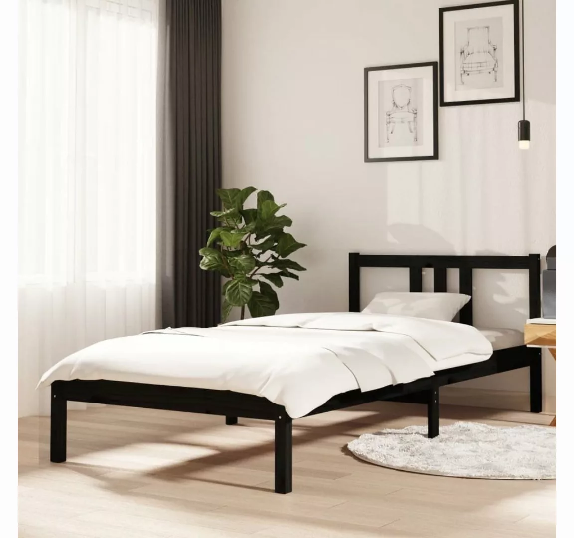 vidaXL Bett Massivholzbett Schwarz 90x200 cm günstig online kaufen