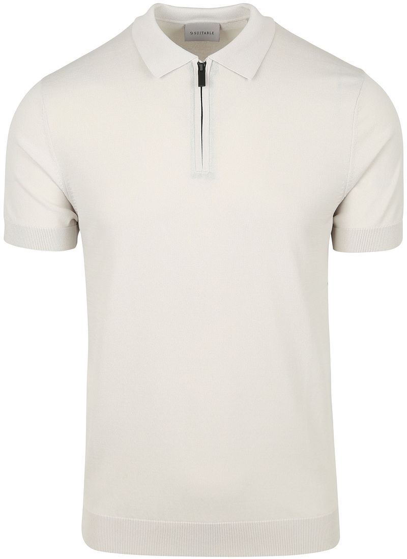 Suitable Knitted Half Zip Poloshirt Beige - Größe XXL günstig online kaufen