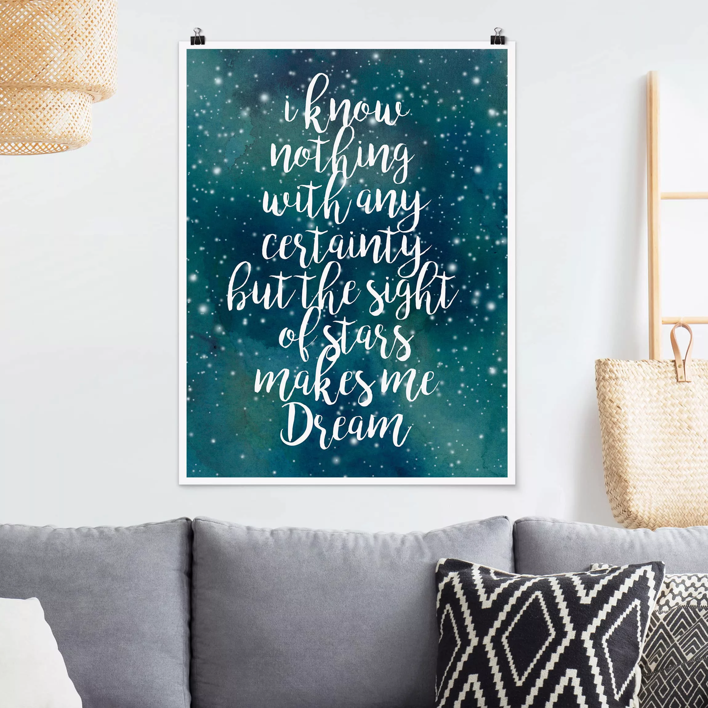 Poster Spruch - Hochformat Sternenhimmel Gewissheit günstig online kaufen