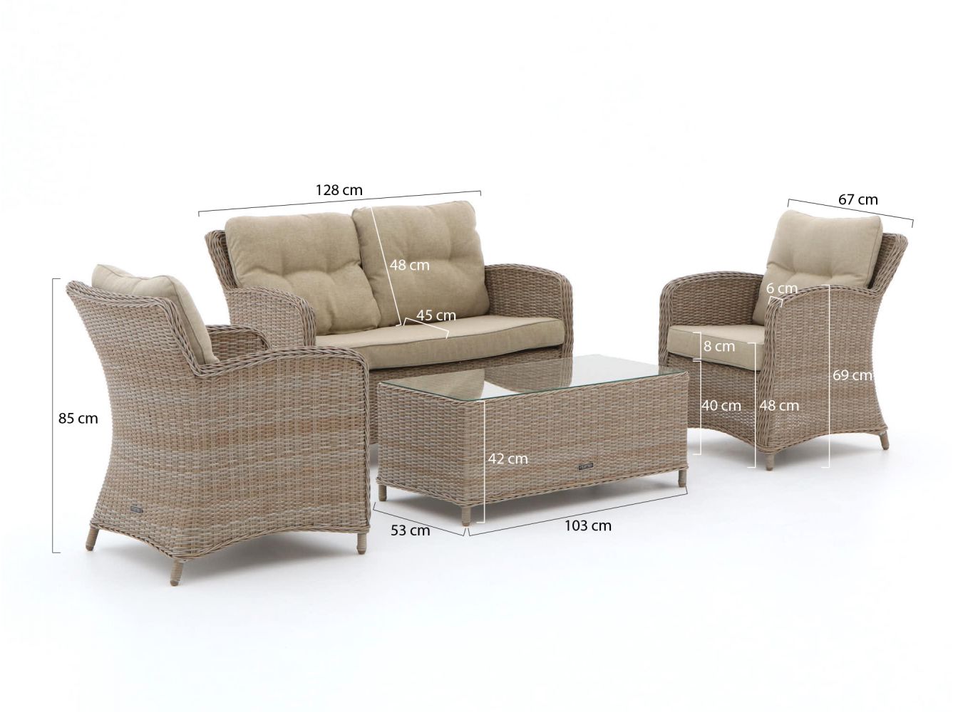 Intenso Leone/Milano Sessel-Sofa Lounge-Set 4-teilig günstig online kaufen