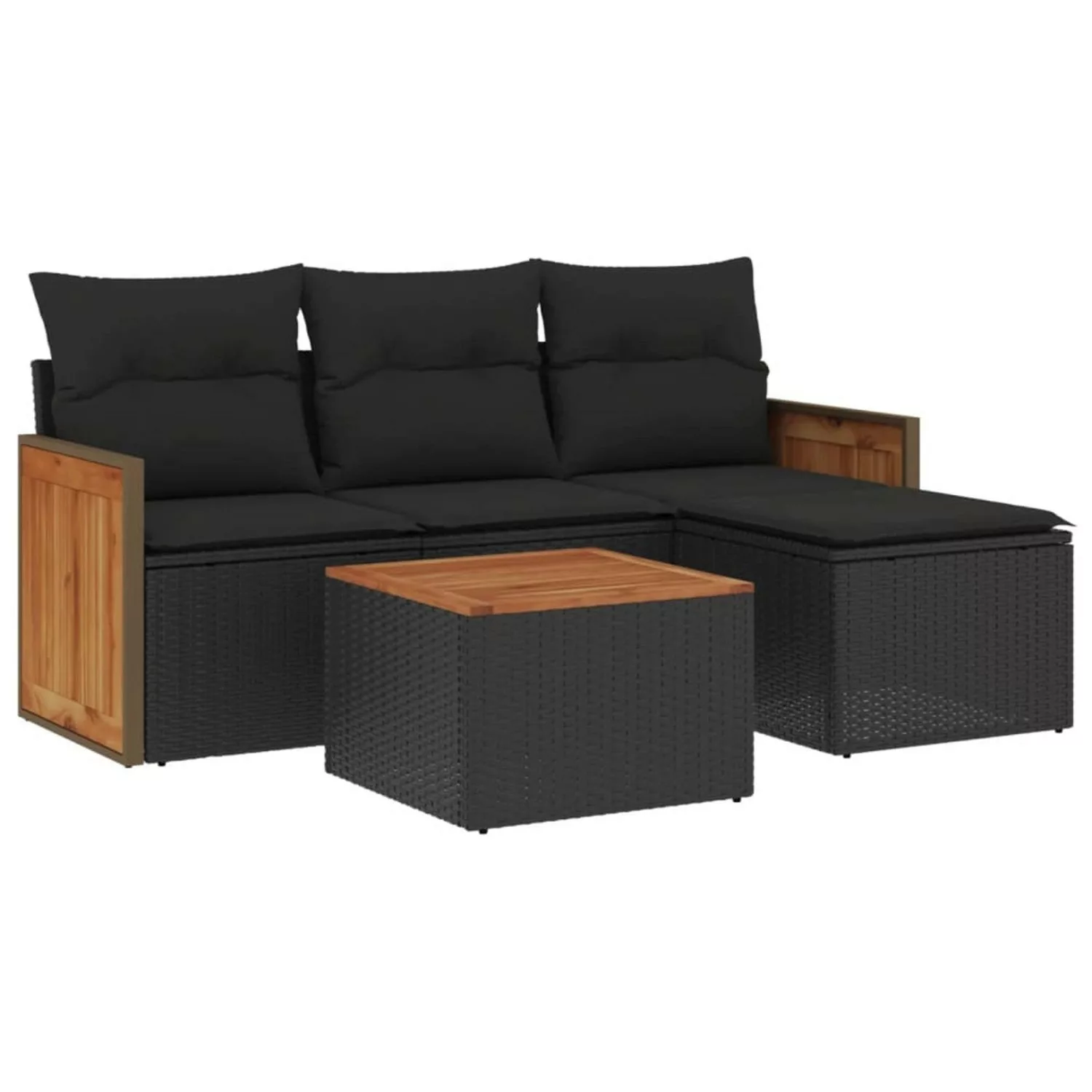 vidaXL 5-tlg Garten-Sofagarnitur mit Kissen Schwarz Poly Rattan Modell 74 günstig online kaufen