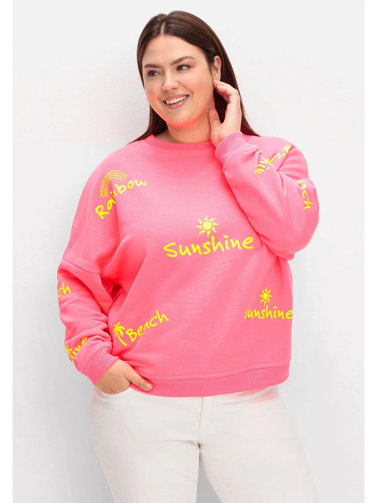 Sheego Sweatshirt "Große Größen", aus Baumwolle, mit Neon-Print günstig online kaufen