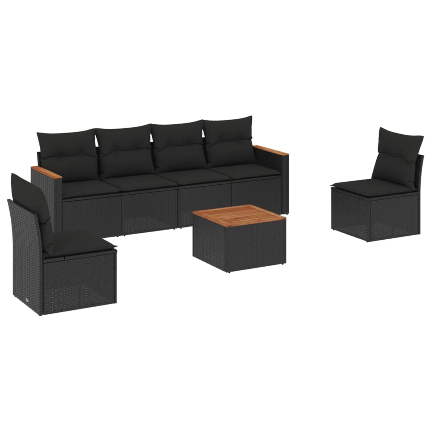 vidaXL 7-tlg Garten-Sofagarnitur mit Kissen Schwarz Poly Rattan Modell 119 günstig online kaufen