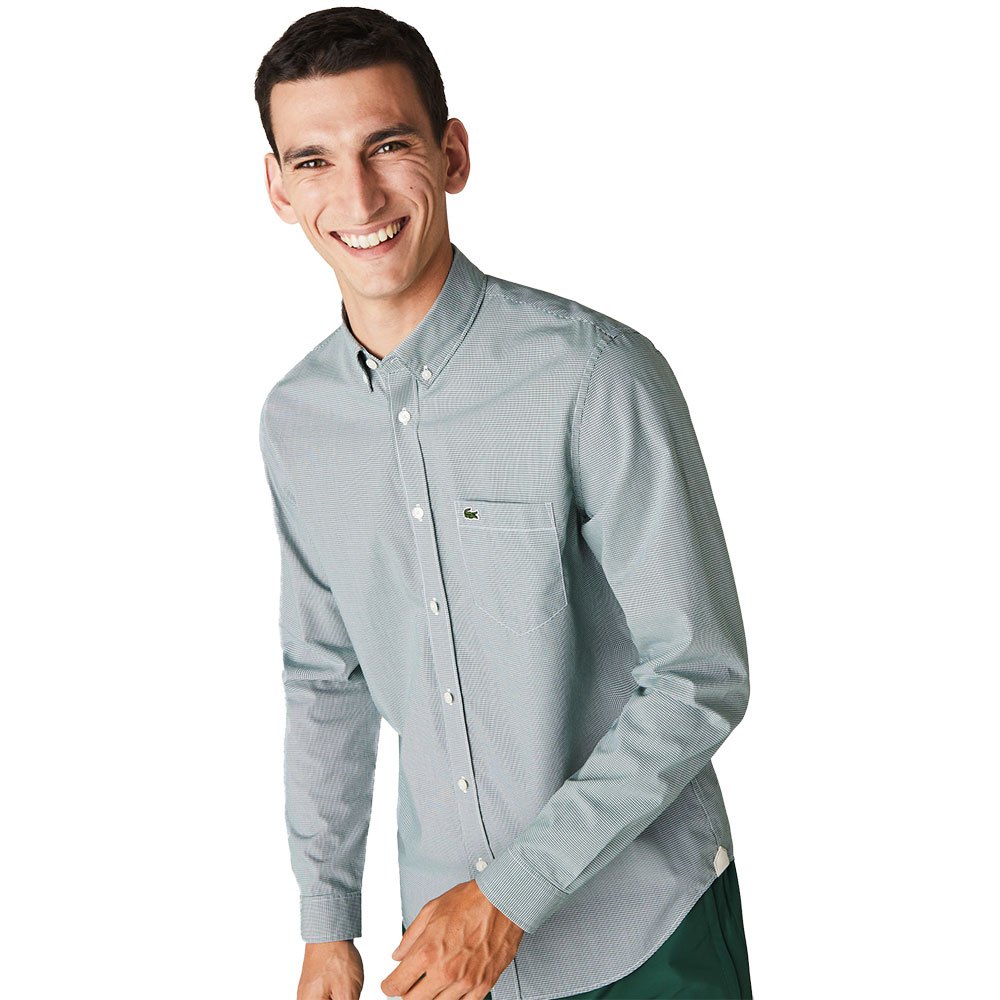 Lacoste Regular Fit Langarmhemd Aus Baumwollpopeline XL White / Green günstig online kaufen