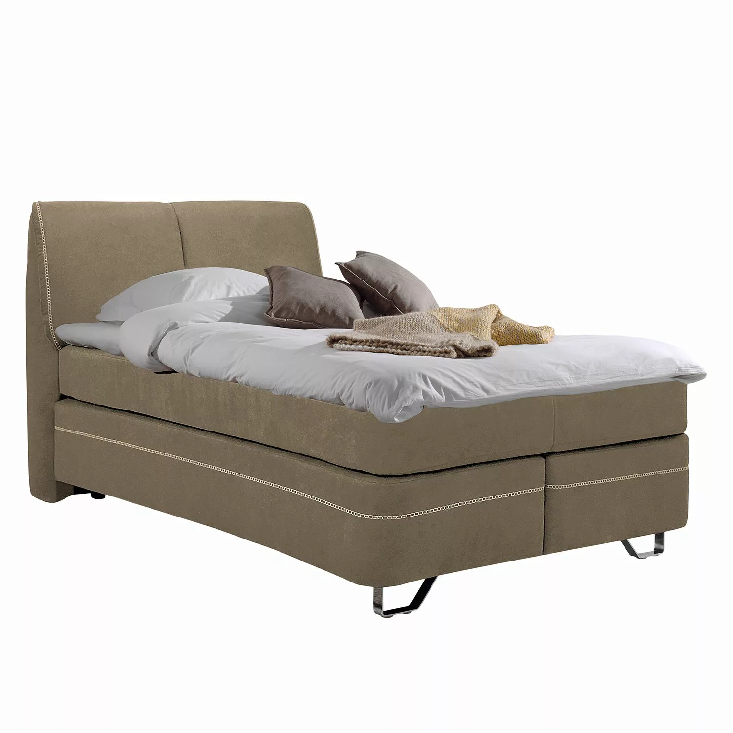 home24 loftscape Boxspringbett Passion 140x200 cm Webstoff Latte Macchiato günstig online kaufen