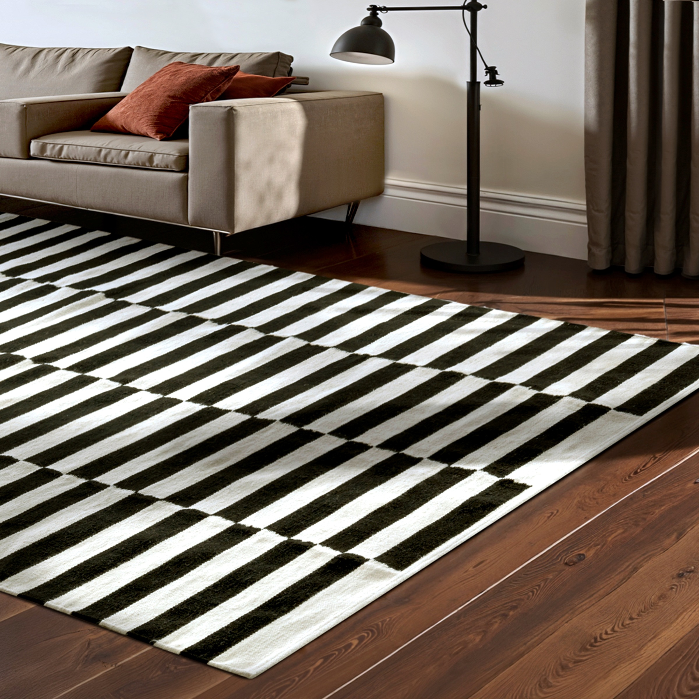 HANSE Home Wollteppich »Donna, schwarz-weiss«, rechteckig, 5 mm Höhe, Handg günstig online kaufen