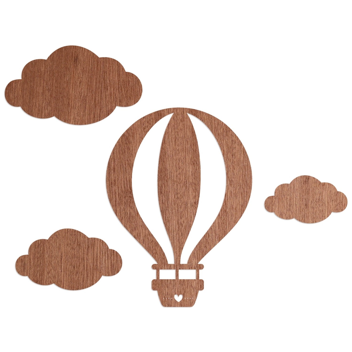 WANDStyle Wanddeko aus Holz Ballon mit Wolken 25,6 x 35 cm in der Farbe Mah günstig online kaufen