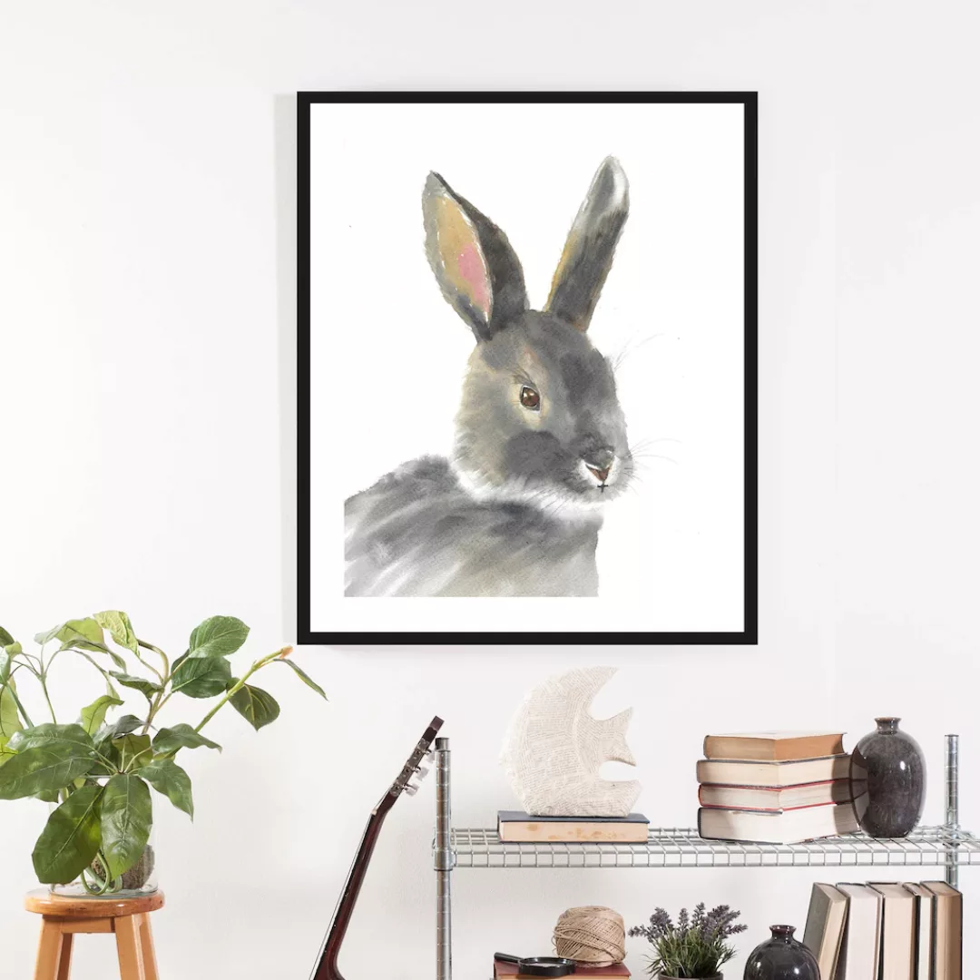 queence Bild "Alexo", Hase-Hasen-Haustiere-Kunst, (1 St.), mit Rahmen, schw günstig online kaufen