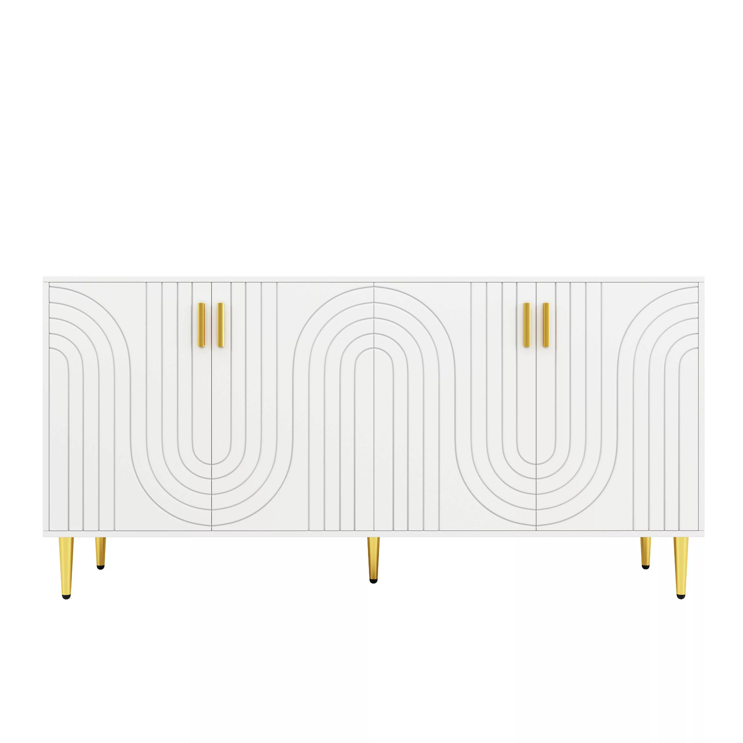 Anrichte mit goldenen Griffen, Moderne Anrichte mit Wellen Design, Anrichte günstig online kaufen
