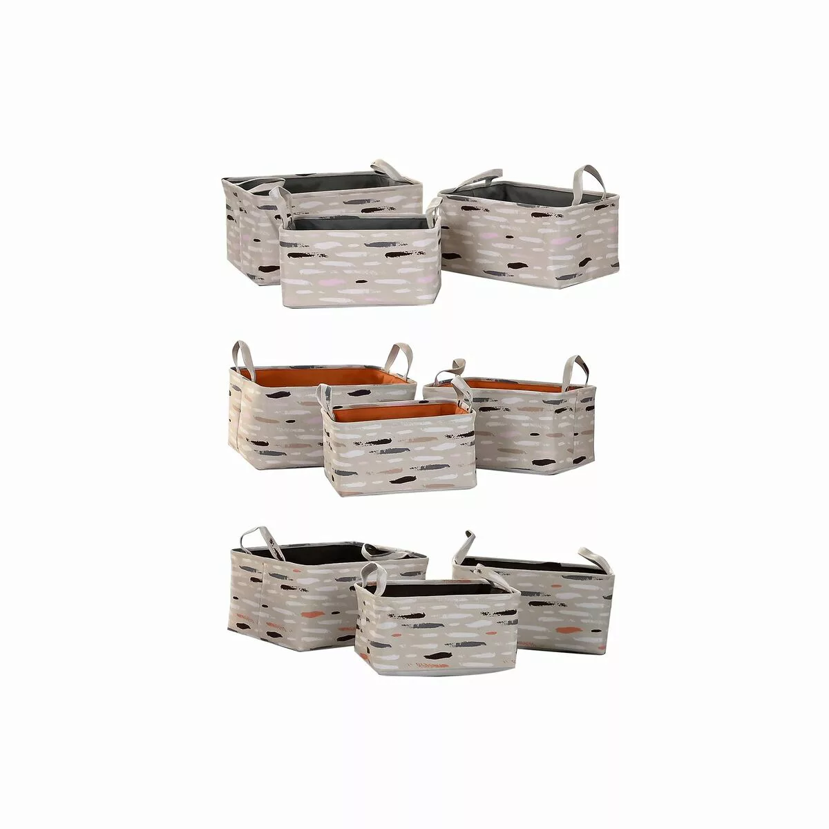 Korb-set Dkd Home Decor Braun Grau Orange Polyester (40 X 30 X 20 Cm) (3 St günstig online kaufen