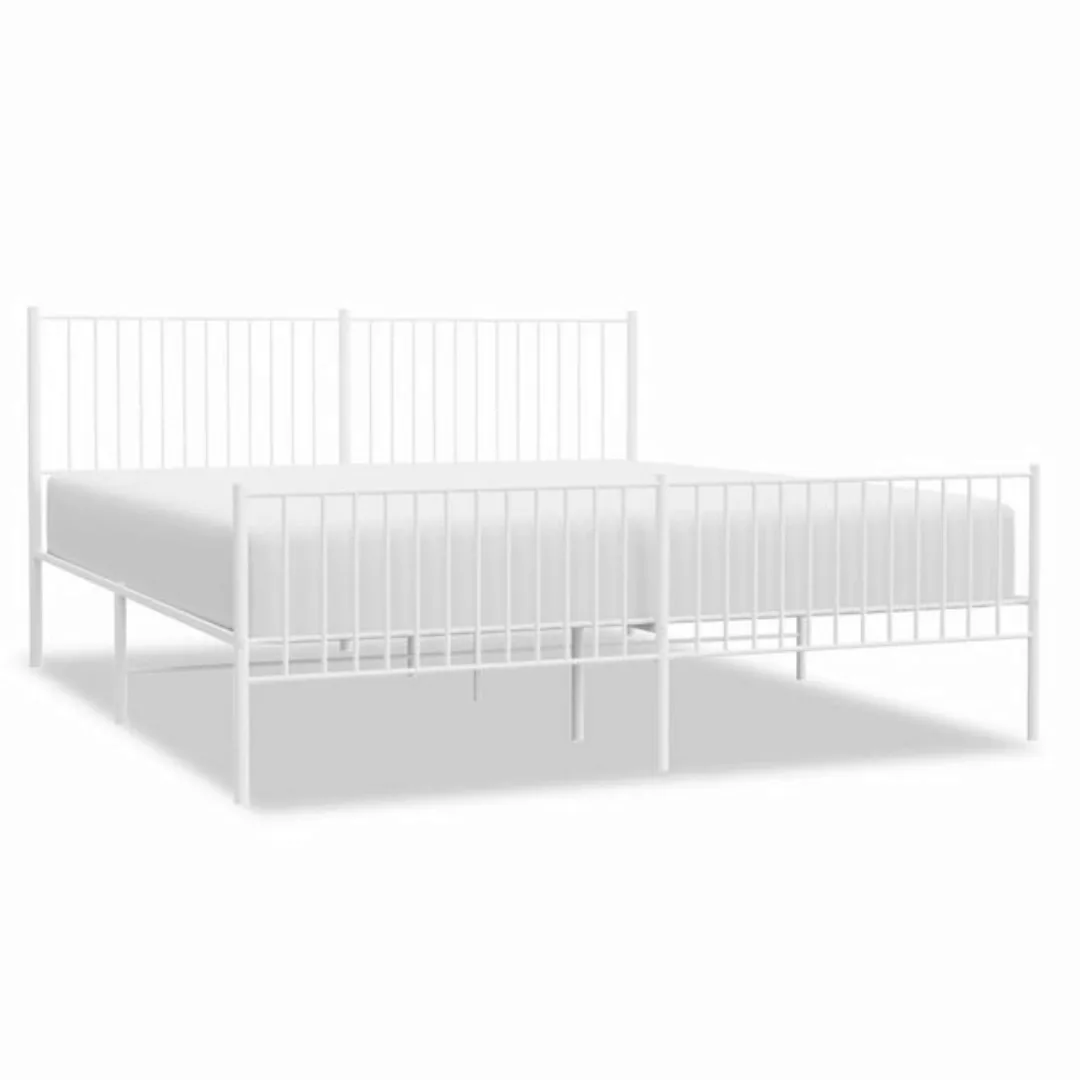 furnicato Bett Bettgestell mit Kopf- und Fußteil Metall Weiß 193x203 cm günstig online kaufen