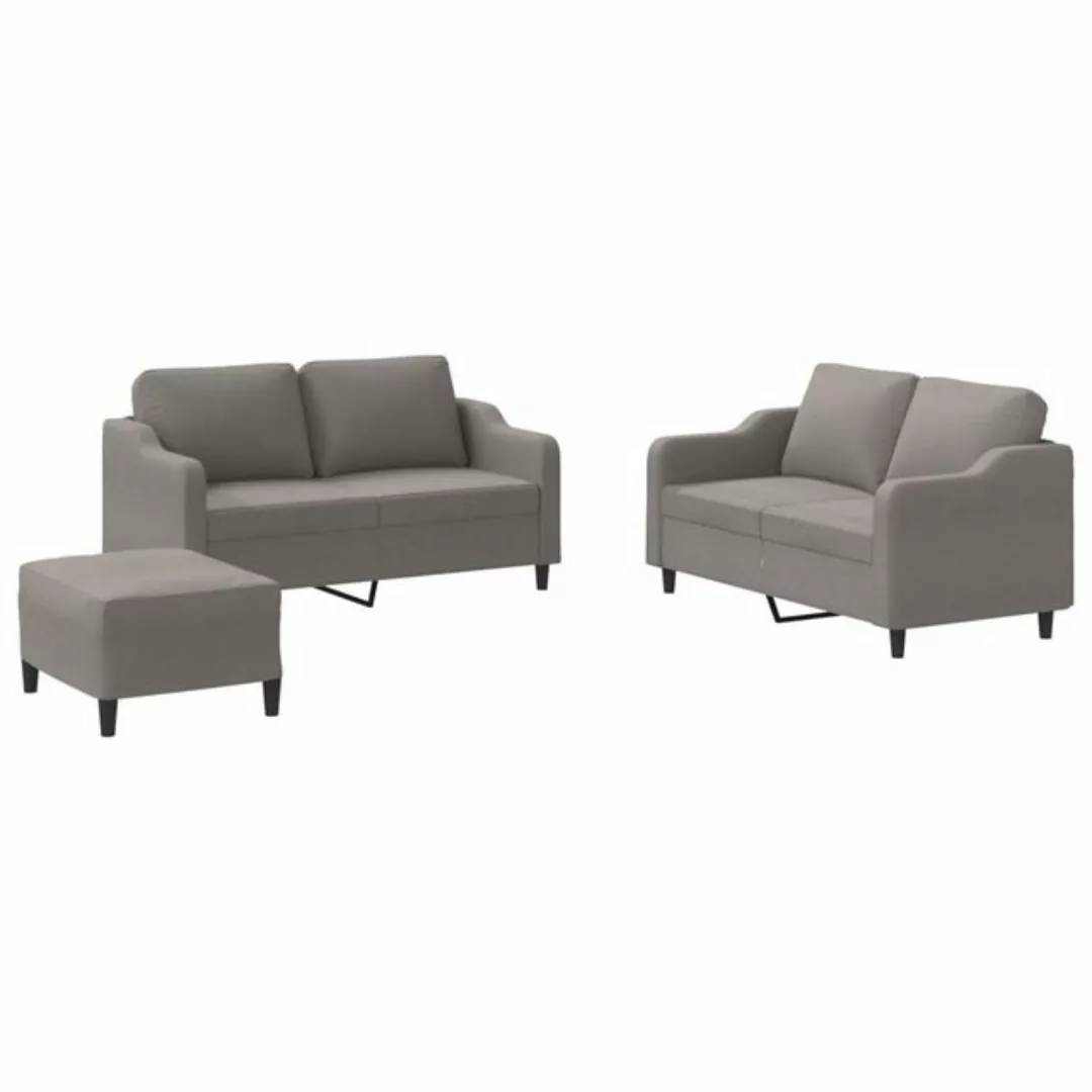 vidaXL Sofa Sofagarnitur Set mit Kissen Stoff, 3-tlg., Taupe günstig online kaufen