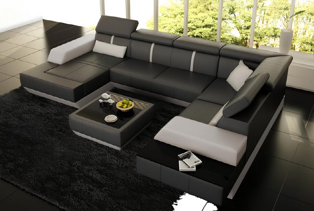 Xlmoebel Sofa Neues Ledersofa für das Wohnzimmer in Eckform - Eckcouch, Her günstig online kaufen