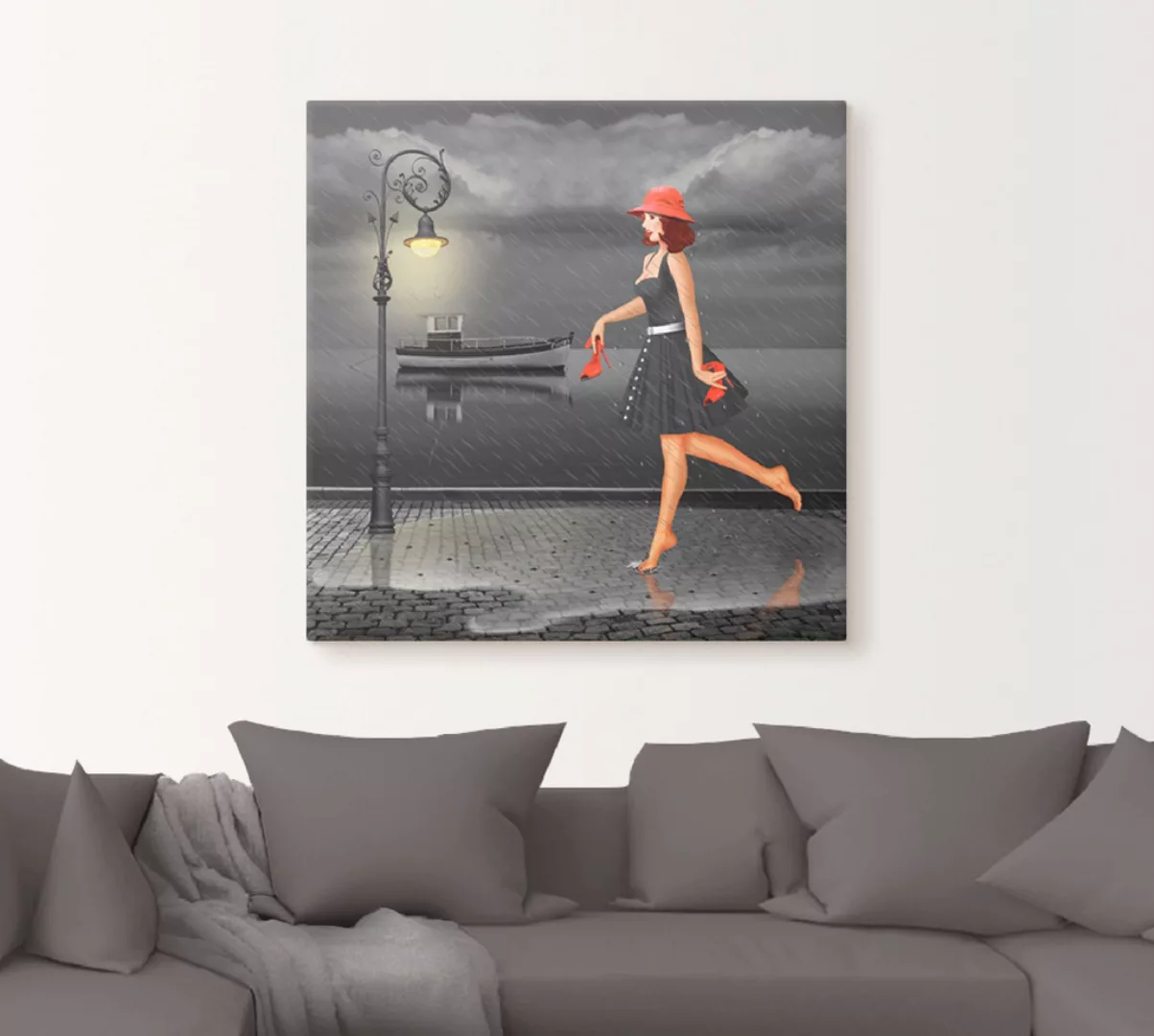 Artland Wandbild "Tanzen im Regen", Frau, (1 St.), als Leinwandbild, Poster günstig online kaufen