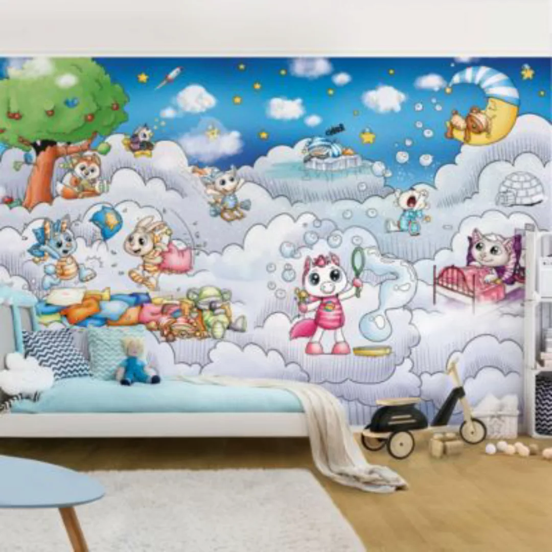 Bilderwelten Vliestapete Schlafmützen - in den Wolken weiß Gr. 192 x 192 günstig online kaufen