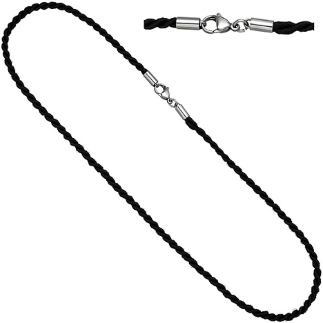 SIGO Halskette Kette Nylonkordel schwarz 70 cm Karabiner aus Edelstahl günstig online kaufen