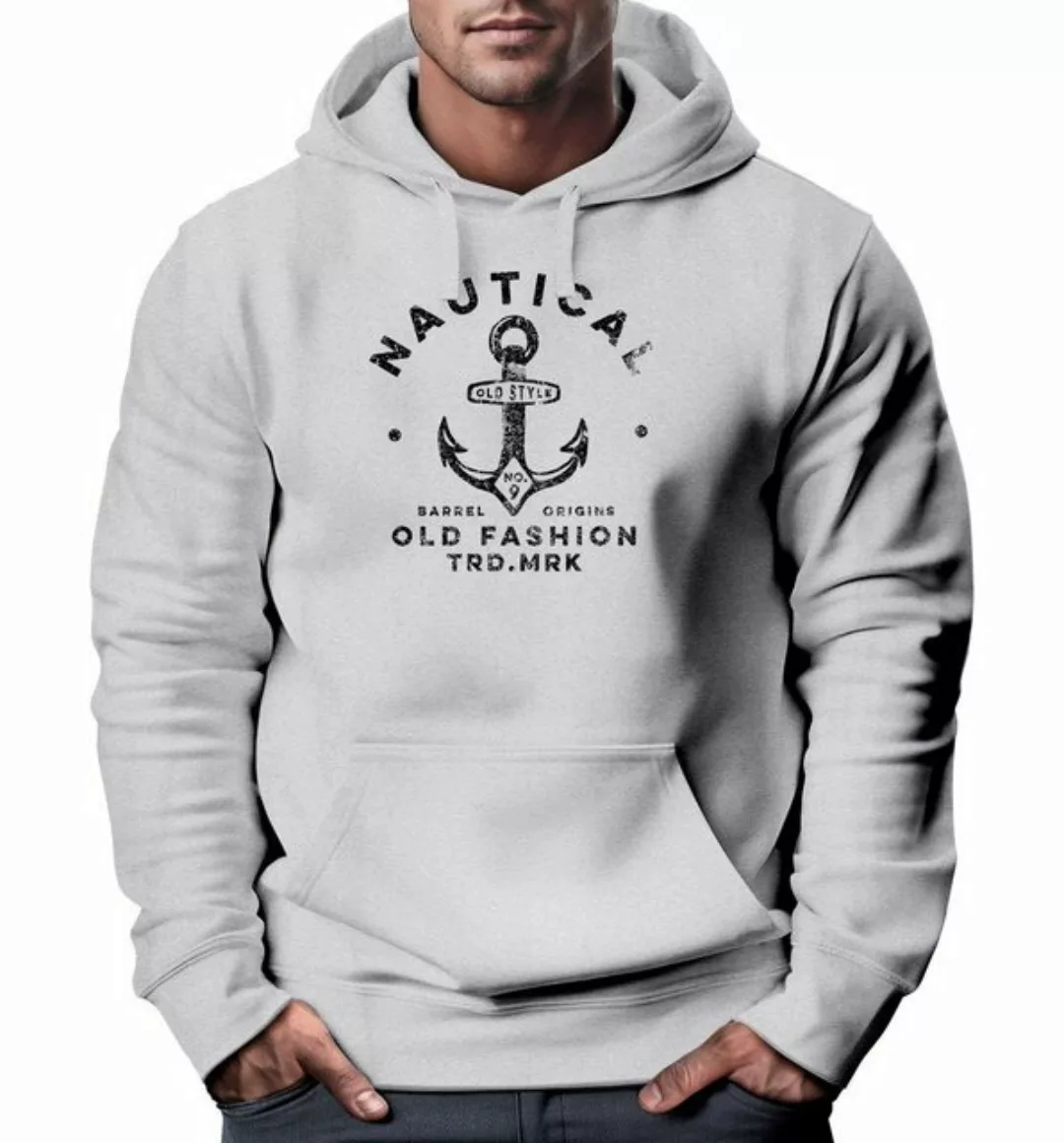 Neverless Hoodie Hoodie Herren Anker Motiv Nautical Kapuzen-Pullover Männer günstig online kaufen