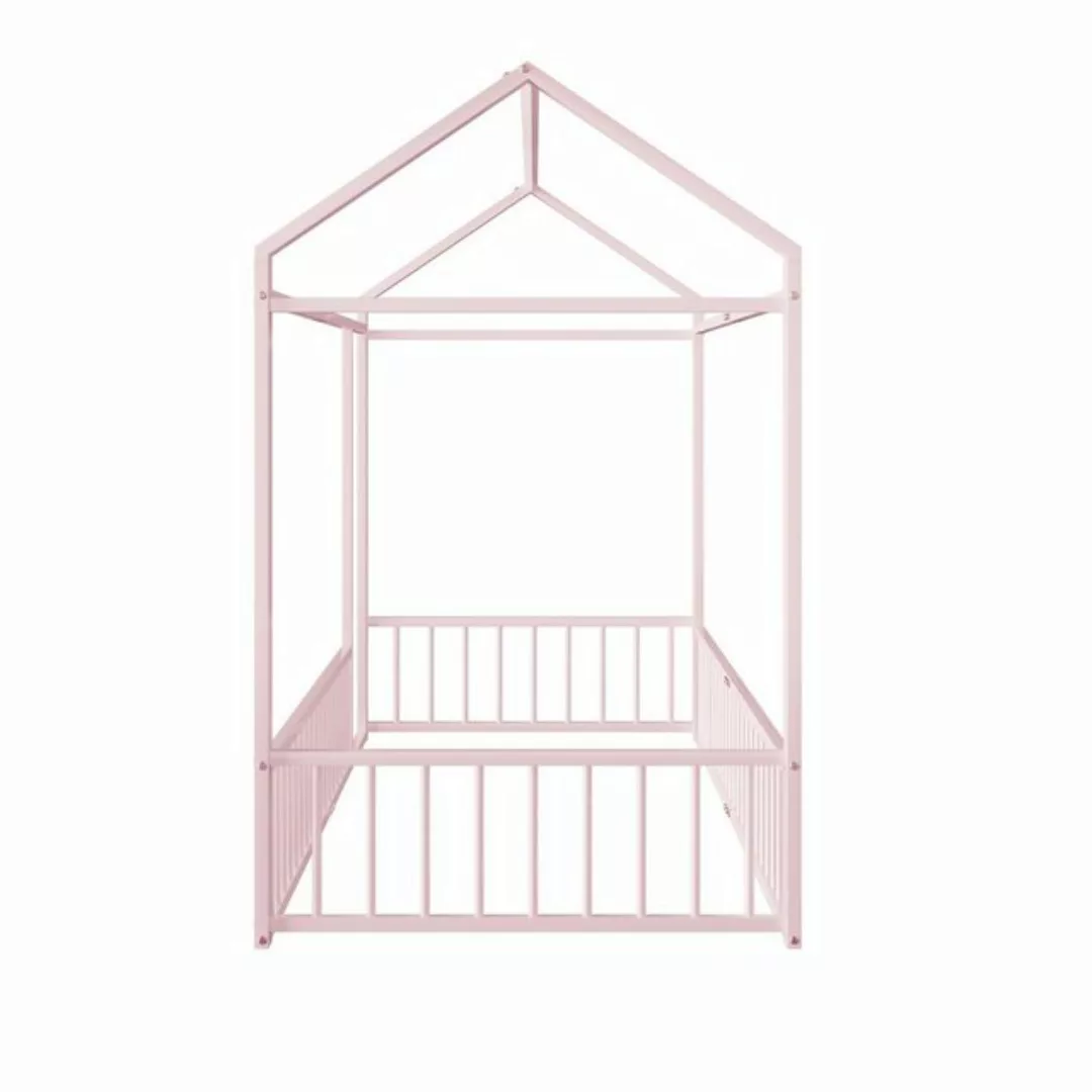 WISHDOR Metallbett Kinderbett Metallbett Tagesbett, Hausbettrahmen mit Zaun günstig online kaufen