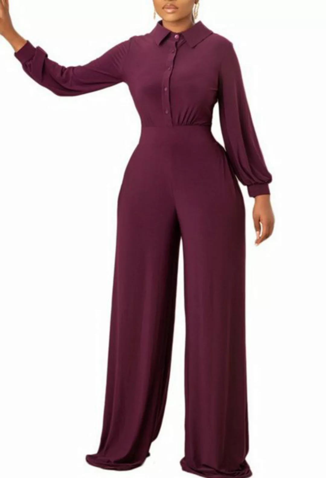 CHENIN 7/8-Overall Lässiger Damen-Jumpsuit mit langen Ärmeln und Revers Sch günstig online kaufen