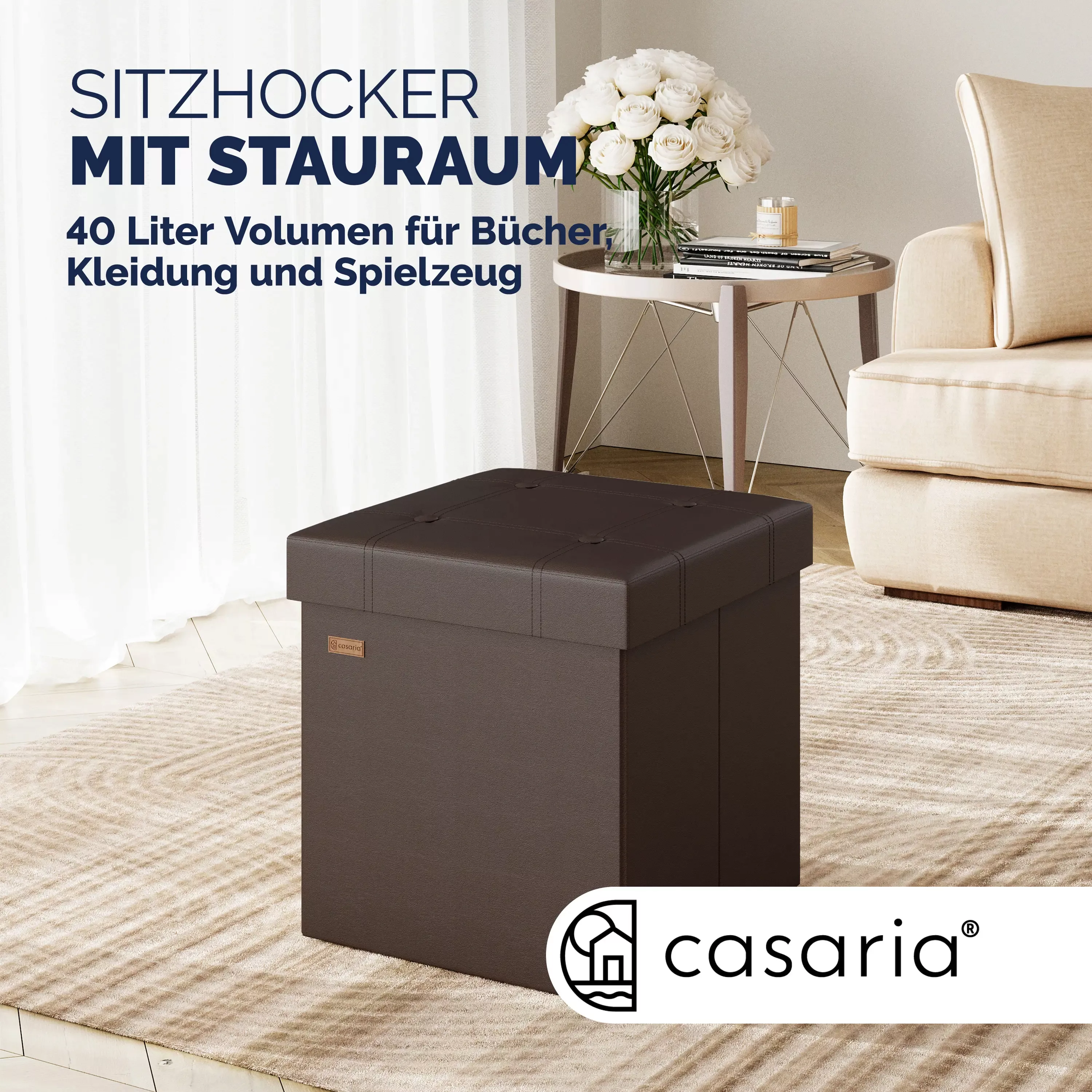 Sitzhocker 2er-Set Braun Kunstleder 38x38x38cm faltbar günstig online kaufen