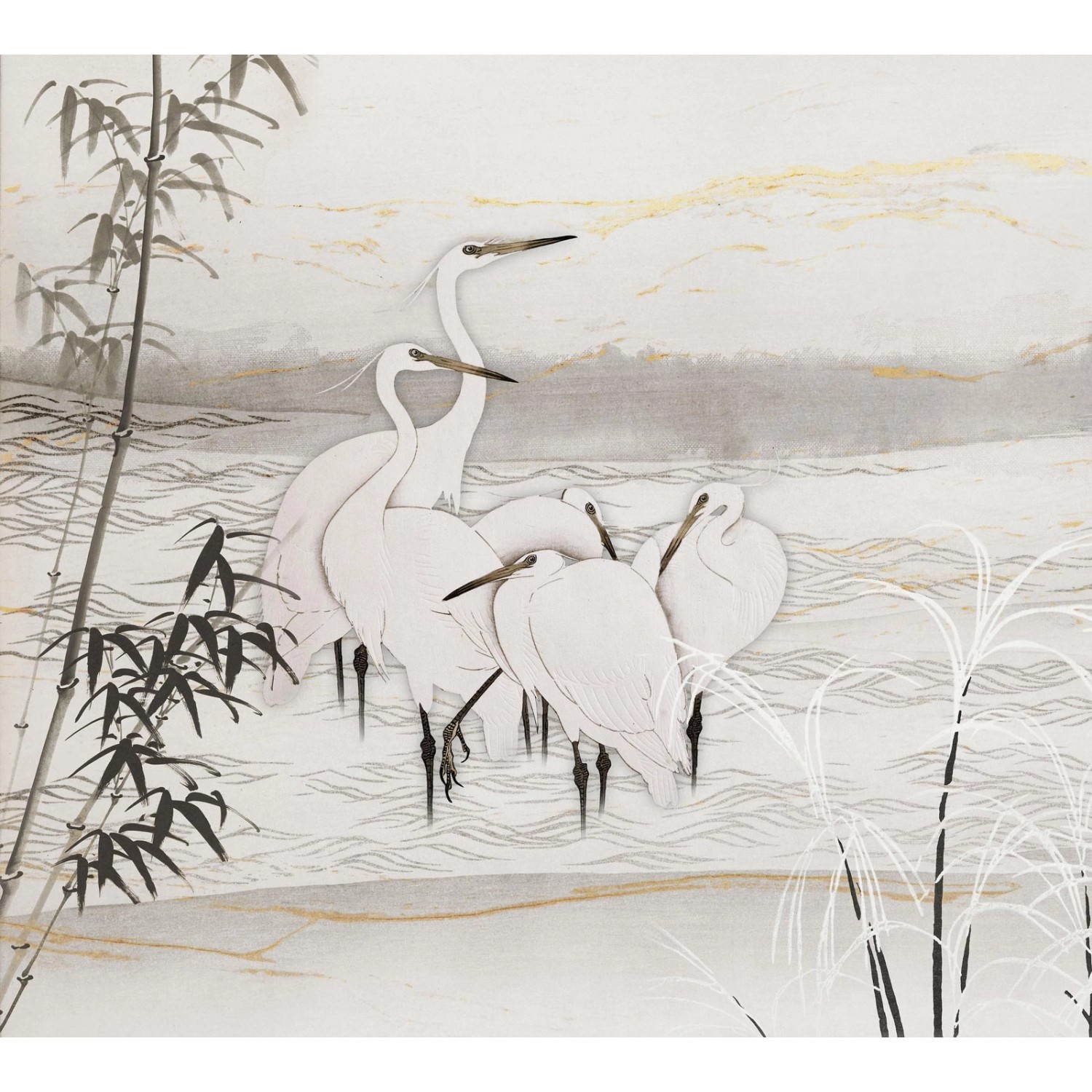 Bricoflor Aquarell Tapete mit Kranich Motiv Vlies Fototapete mit Vogel Asia günstig online kaufen
