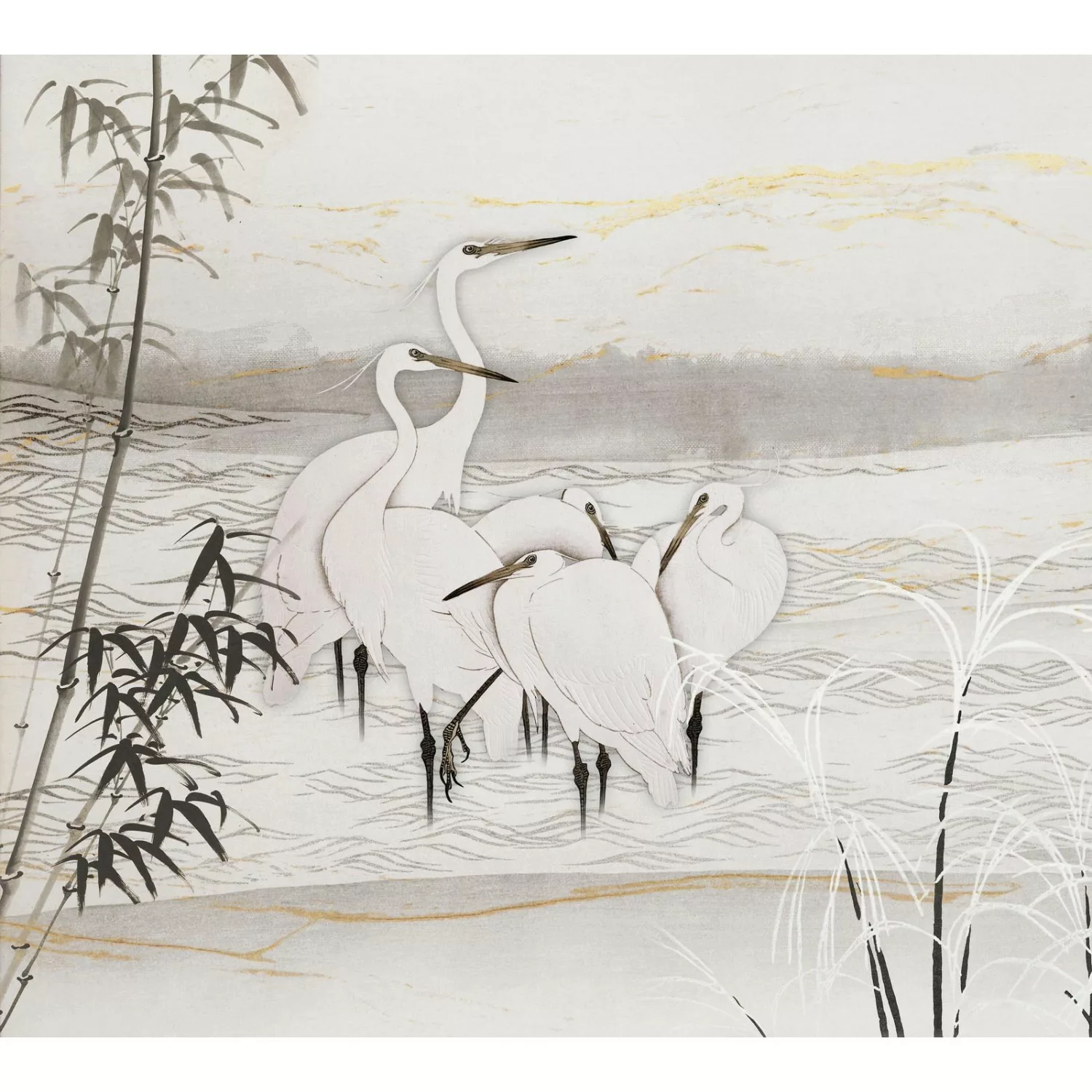 Bricoflor Aquarell Tapete mit Kranich Motiv Vlies Fototapete mit Vogel Asia günstig online kaufen