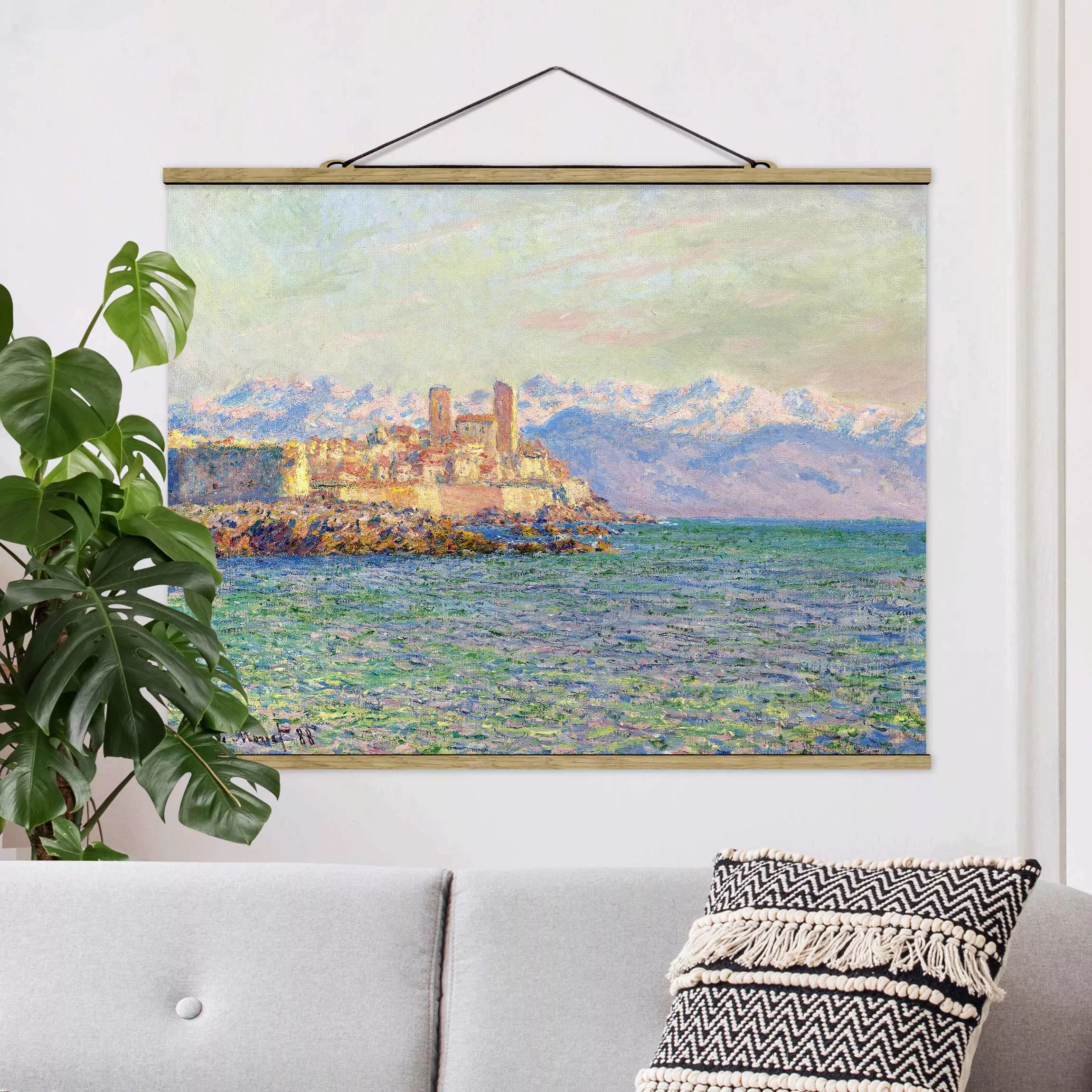 Stoffbild Strand mit Posterleisten - Querformat Claude Monet - Antibes-Le F günstig online kaufen