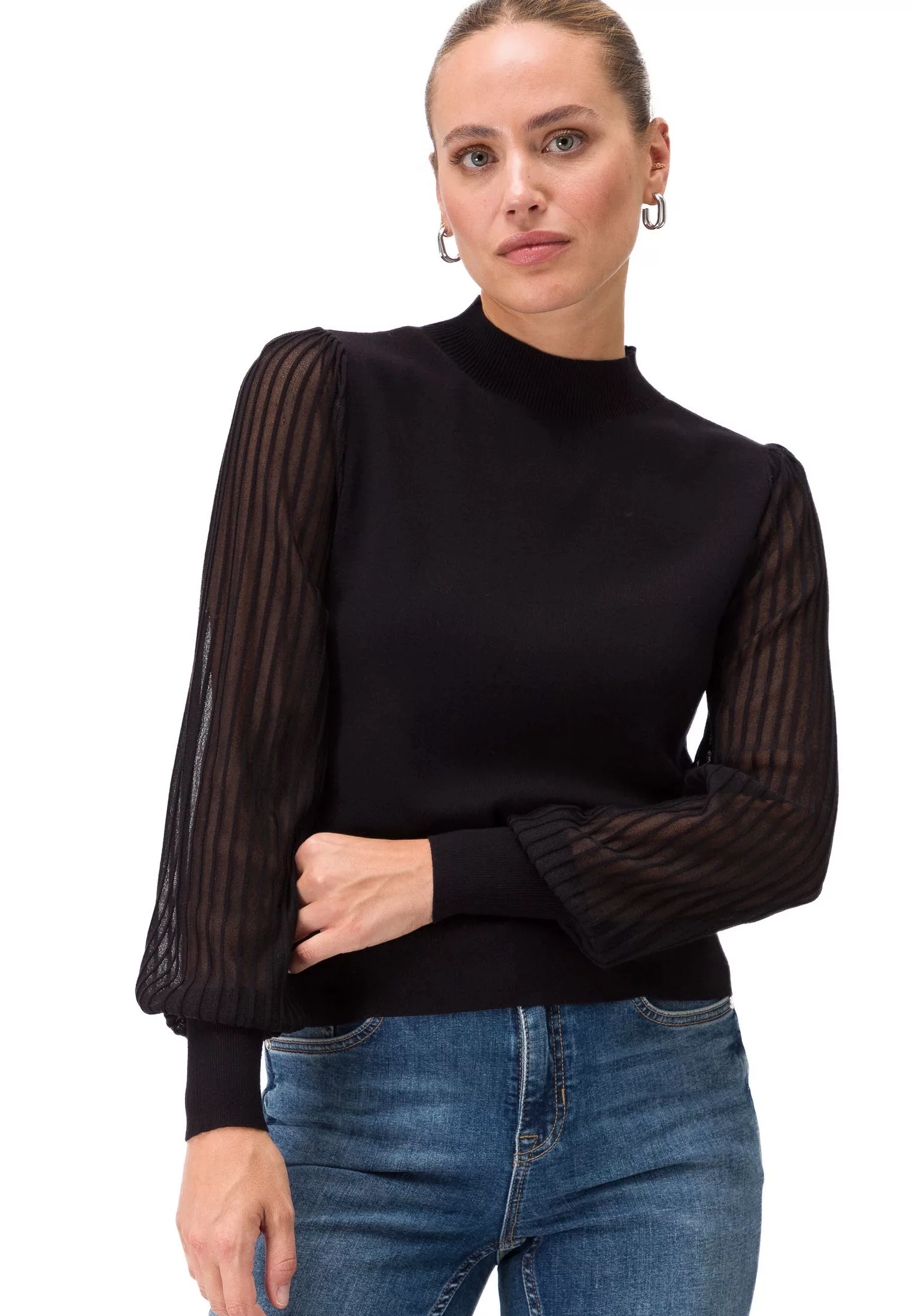 Zero Strickpullover "zero Rollkragenshirt transparente Ärmel", weiteres Det günstig online kaufen