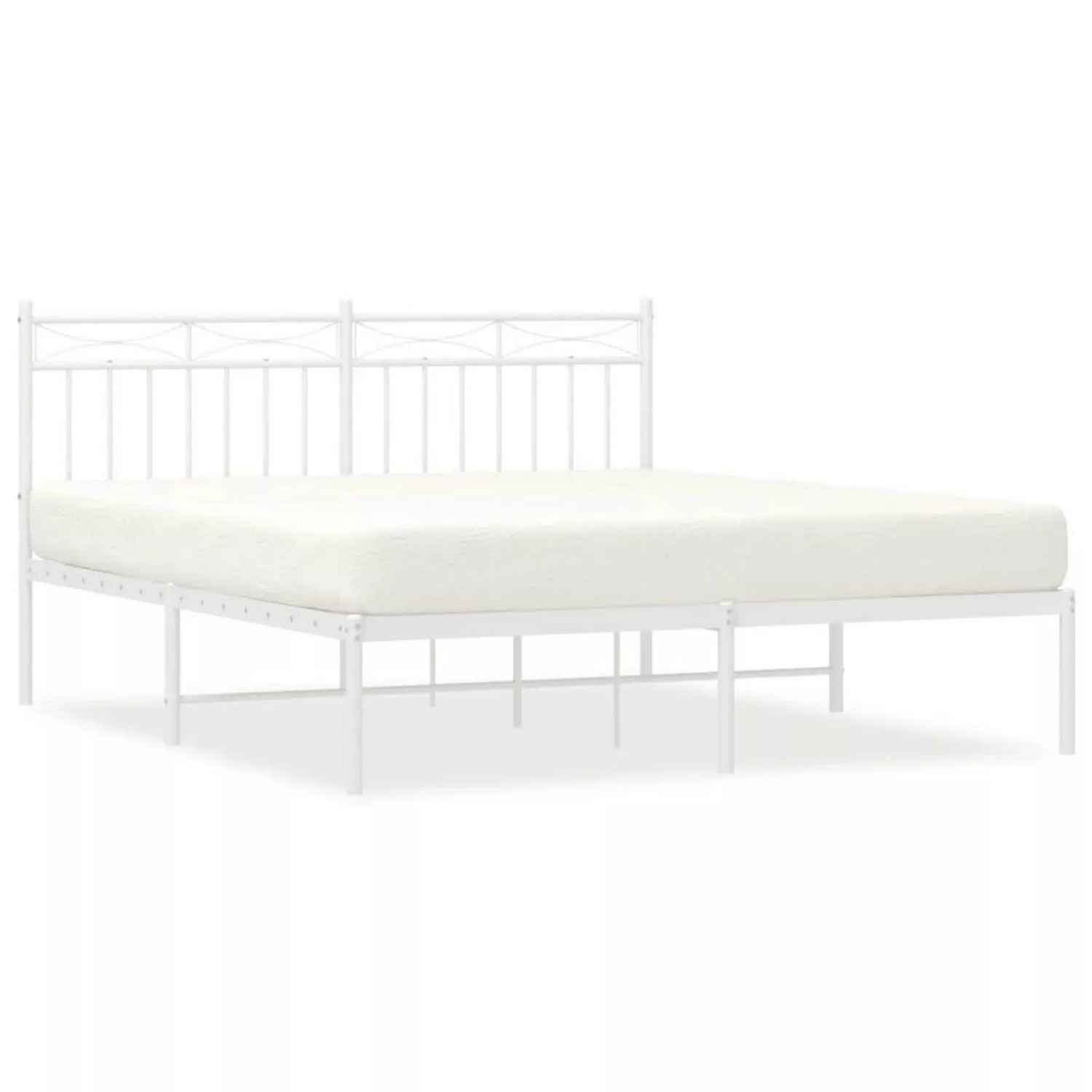 vidaXL Bett Bettgestell mit Kopfteil Metall Weiß 150x200 cm günstig online kaufen