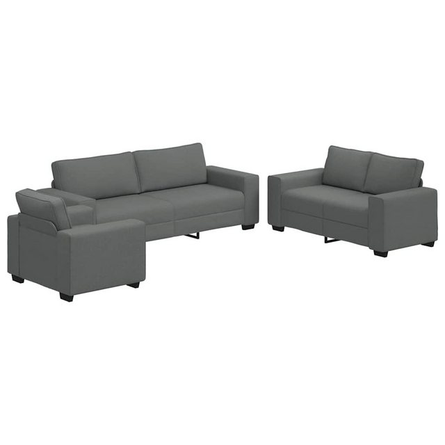 vidaXL Sofa 3-tlg. Sofagarnitur mit Kissen Dunkelgrau Stoff günstig online kaufen