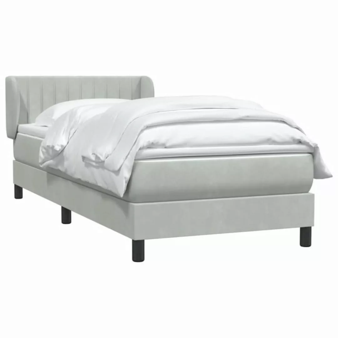 vidaXL Boxspringbett, Boxspringbett mit Matratze Hellgrau 100x220 cm Samt günstig online kaufen