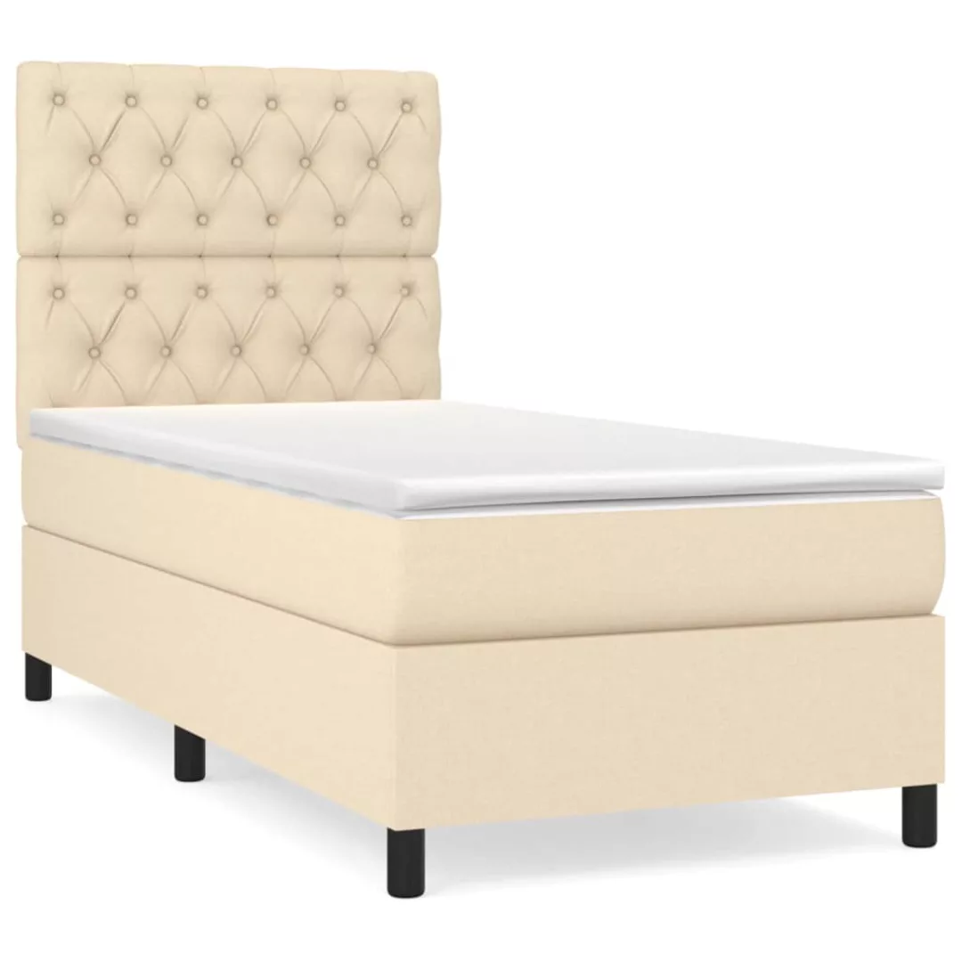 Vidaxl Boxspringbett Mit Matratze Creme 80x200 Cm Stoff günstig online kaufen