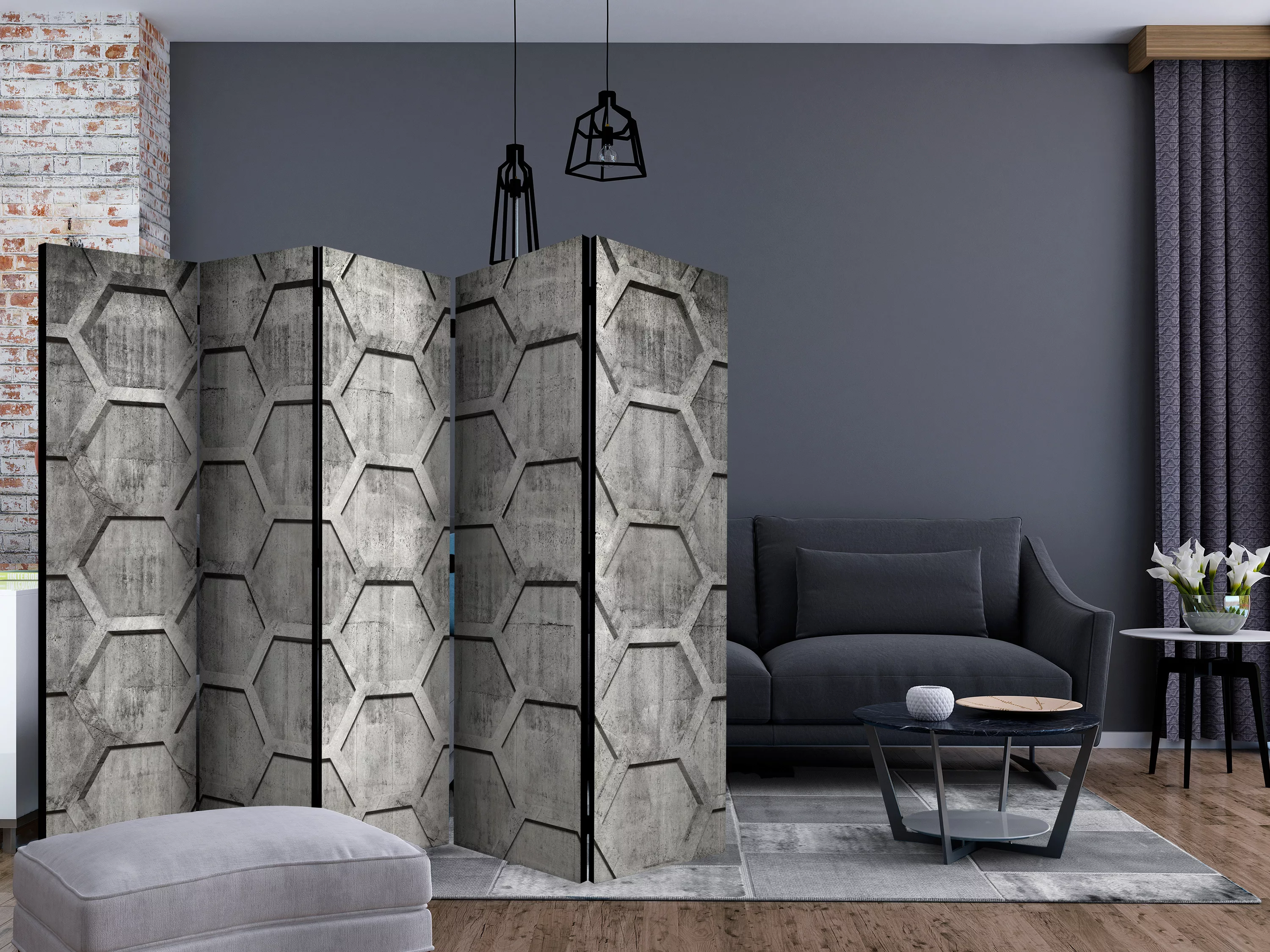 5-teiliges Paravent - Platinum Cubes Ii [room Dividers] günstig online kaufen