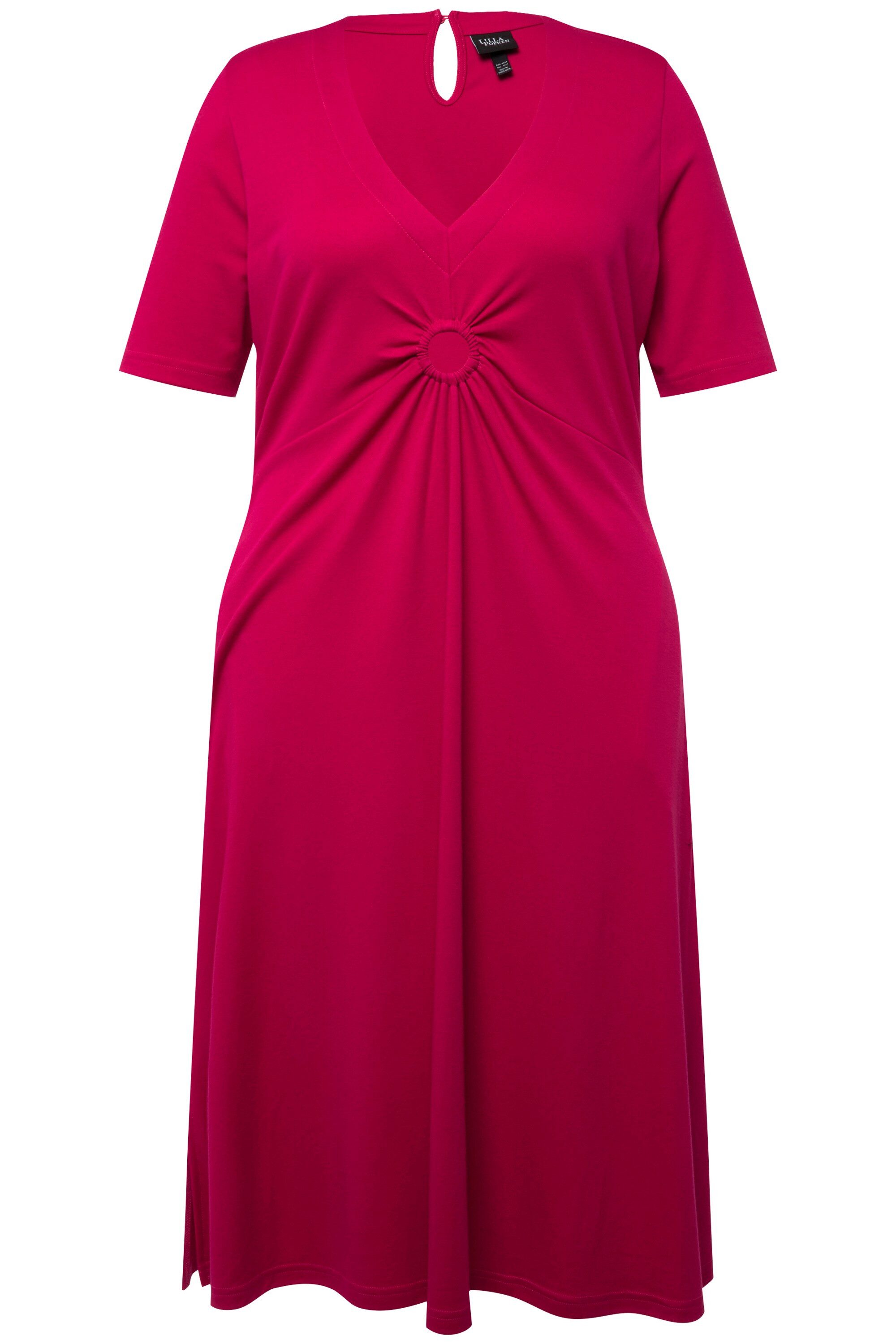 Ulla Popken Midikleid Jersey-Midikleid A-Linie V-Ausschnitt günstig online kaufen
