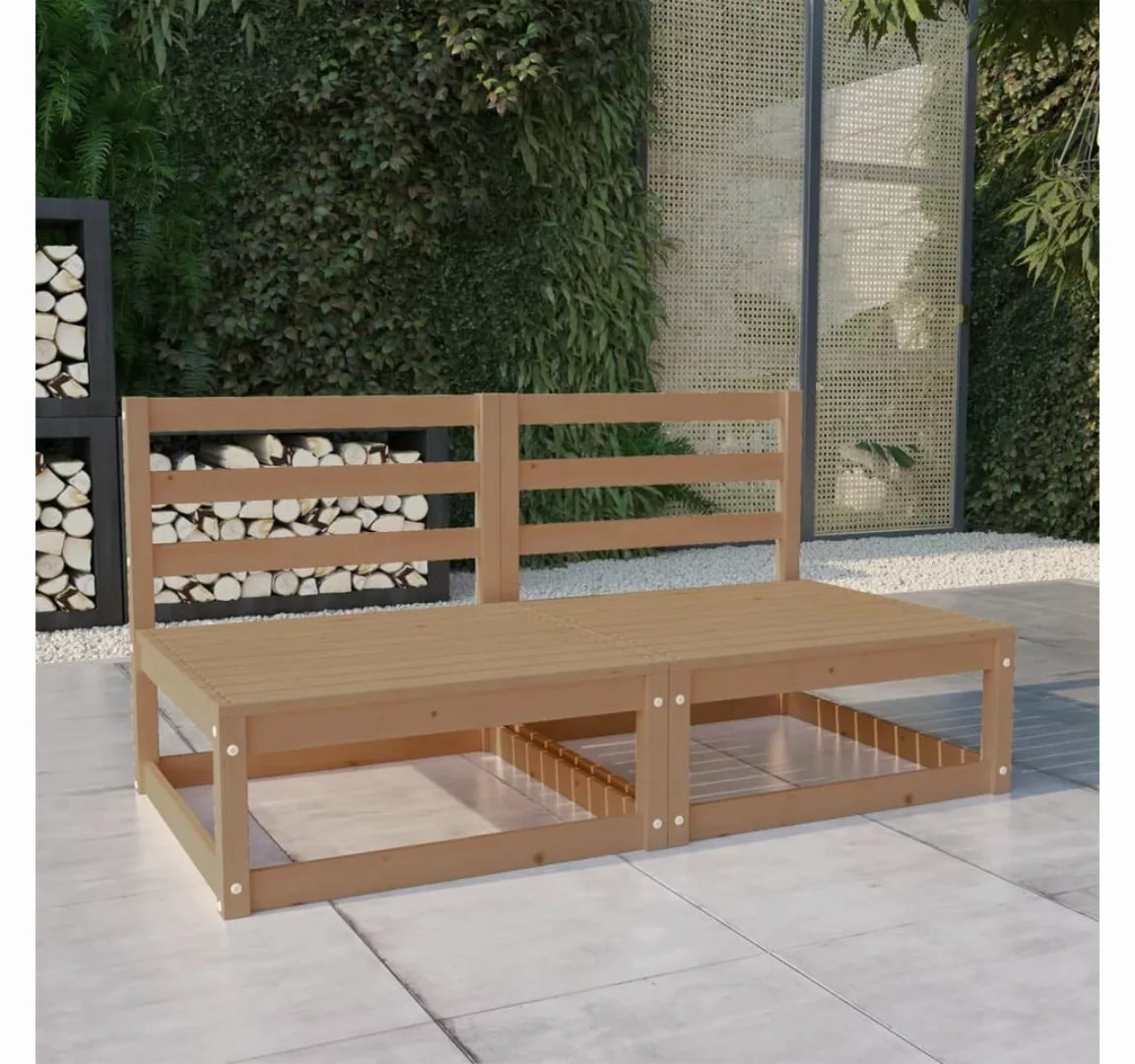 vidaXL Loungesofa Gartensofa 2-Sitzer Honigbraun Massivholz Kiefer, 1 Teile günstig online kaufen