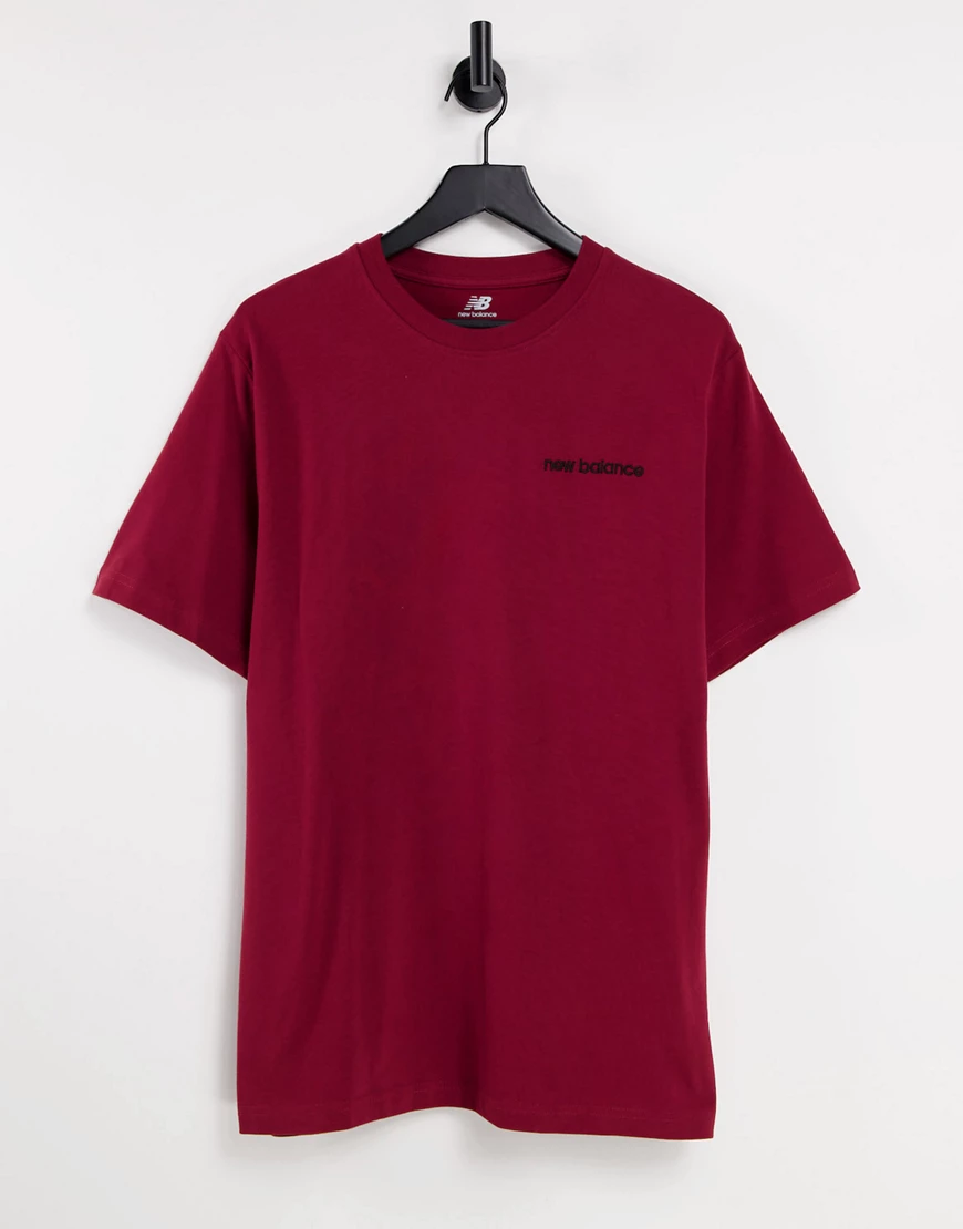 New Balance – T-Shirt in Burgunderrot mit linearem Logo, exklusiv bei ASOS günstig online kaufen