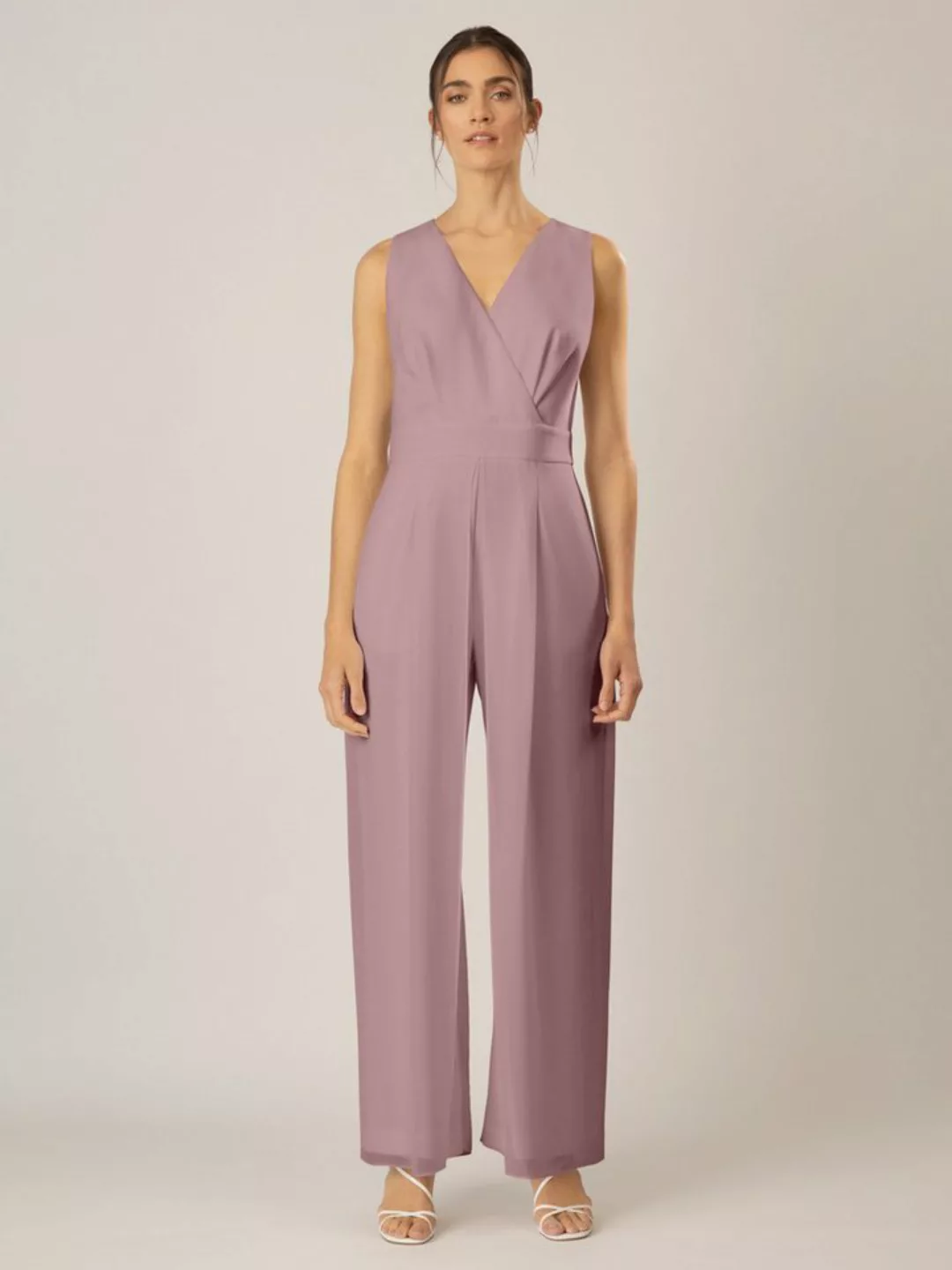 Apart Jumpsuit im Materialmix aus einer leicht strukturierter Ware und Chif günstig online kaufen