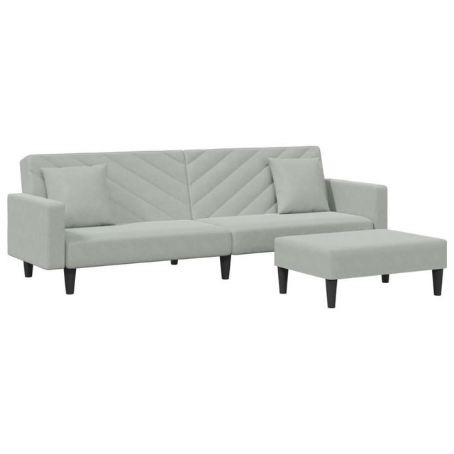 vidaXL Sofa, 2-tlg. Sofagarnitur mit Kissen Hellgrau Samt günstig online kaufen